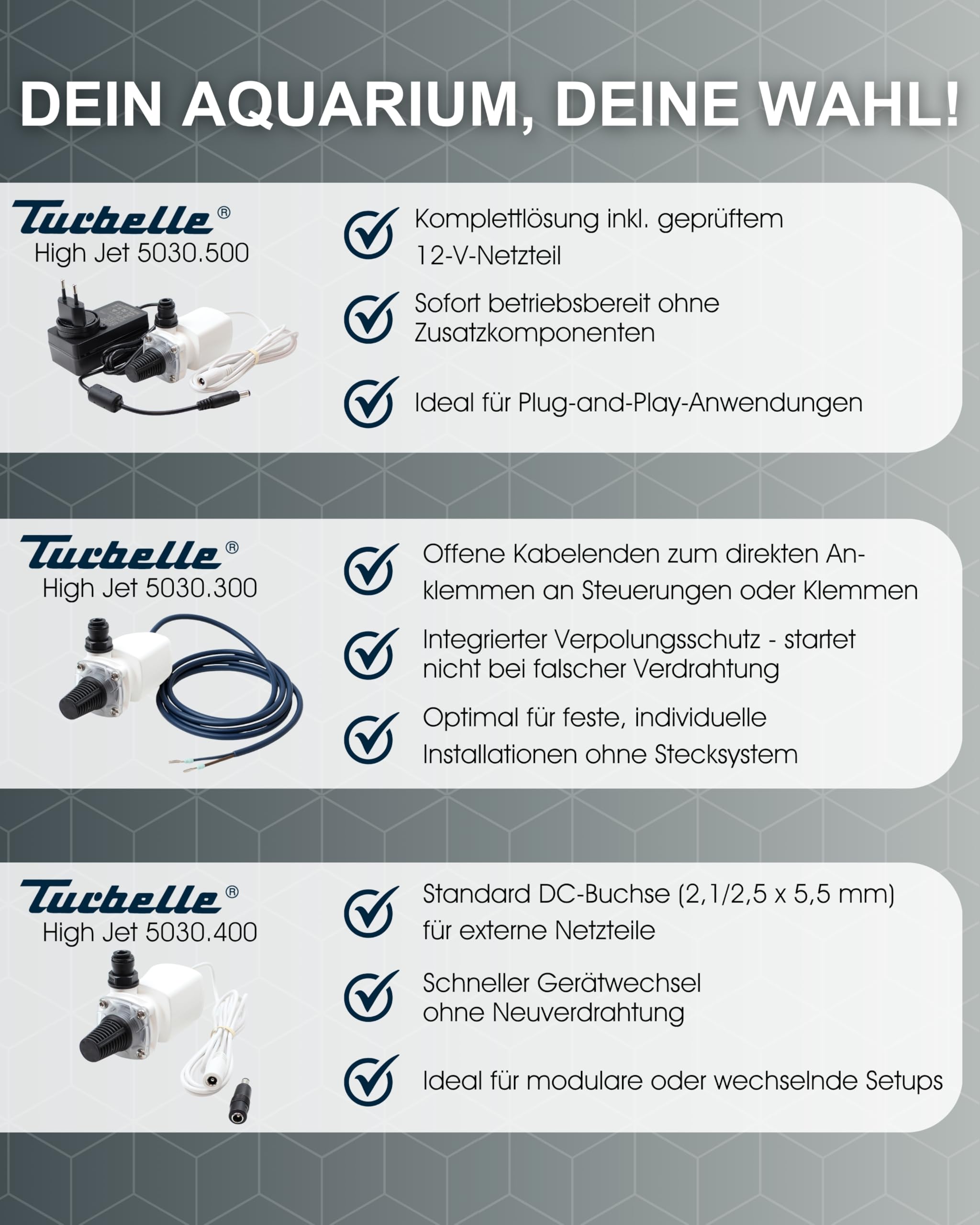 TUNZE Turbelle High Jet 5030 I universelle Wasserpumpe I Druckstarke Zentrifugalpumpe inkl. Netzteil I geräuscharme Pumpe für Meerwasseraquarien I Zubehör für Aquarien