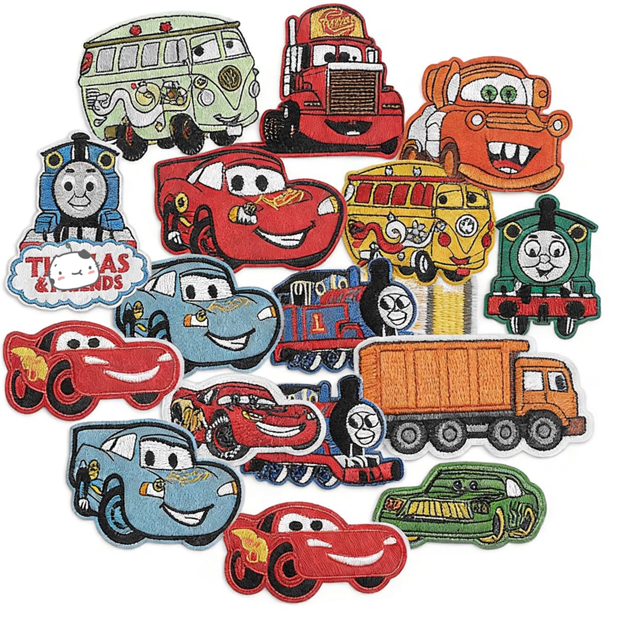 Photo 1 of 17 Pieces Sew On Iron on Patches, Embroidered Applique Patches Fabric Repair Patch Cute Cartoon Car Patches for Kids Adult Clothes Jeans Jackets Hats Shoes Backpacks