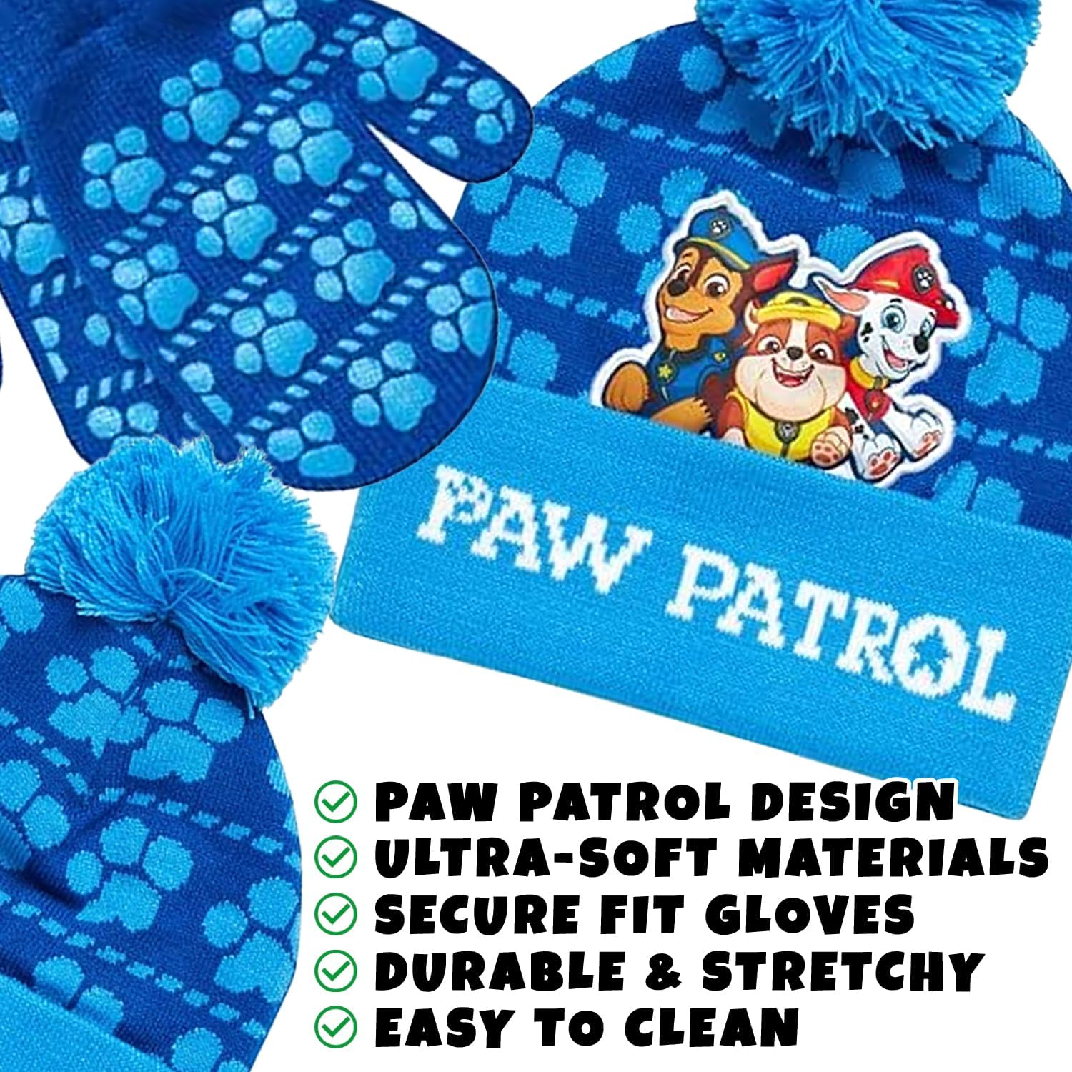 Nickelodeon Paw Patrol Boys Winter Hat and Mitten or Glove Set (Age 2-7) - Image 4