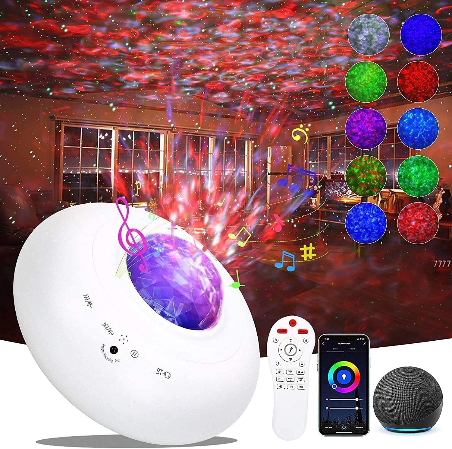 Star Projector, Smart Galaxy Projector Works with Alexa Google Assistant, Phone App Remote Control Night Light Projector with LED Nebula Galaxy Bluetooth Speaker Timer for Kids Adults Bedroom Decor