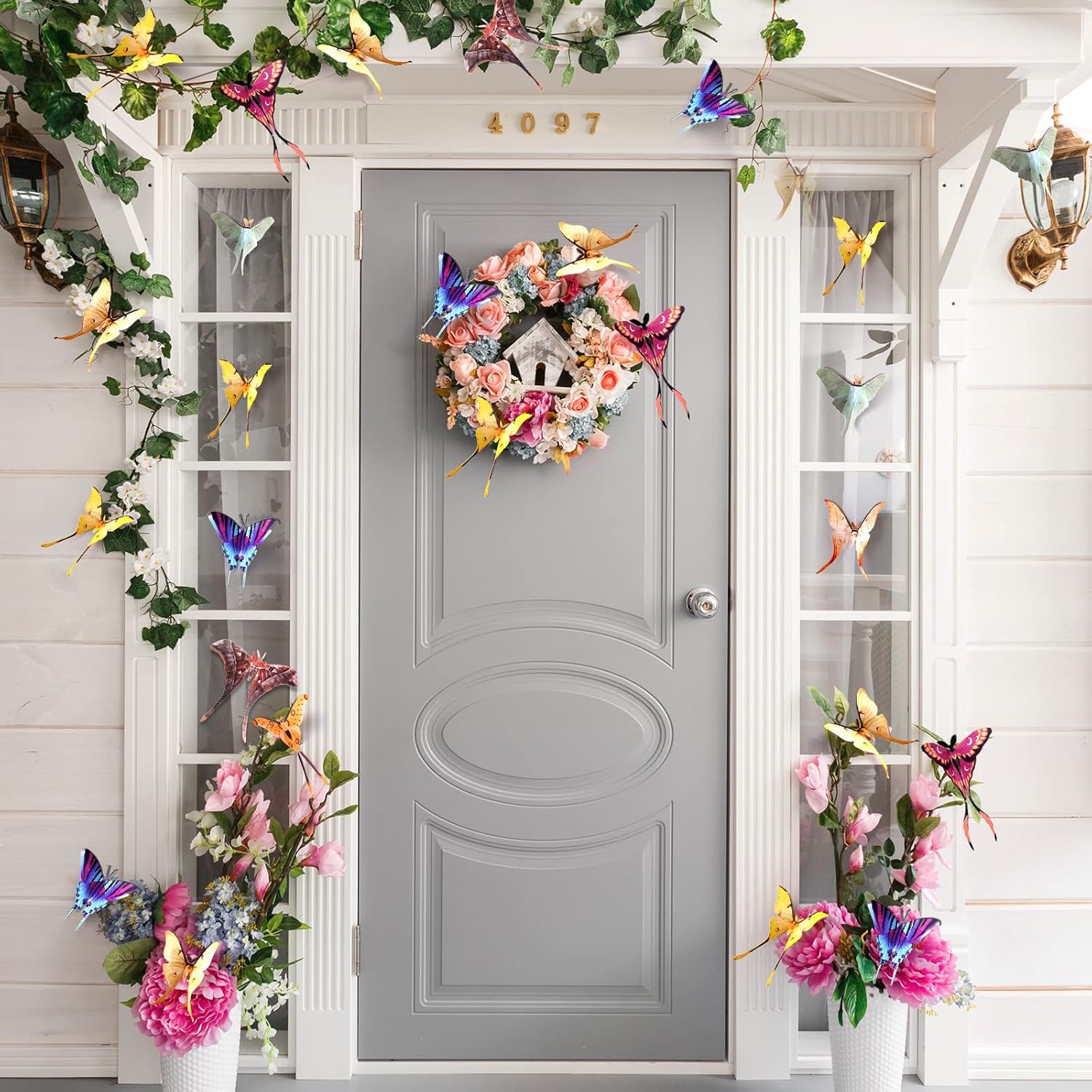 Rtteri 63 Pack 3D Butterfly Moth Wall Decor Butterfly Wall Stickers Butterflies Decals Removable Double Sided Decal Reusable Mural Sticker Set Fairycore Moth for Spring Holiday Party Room Whimsy Decor