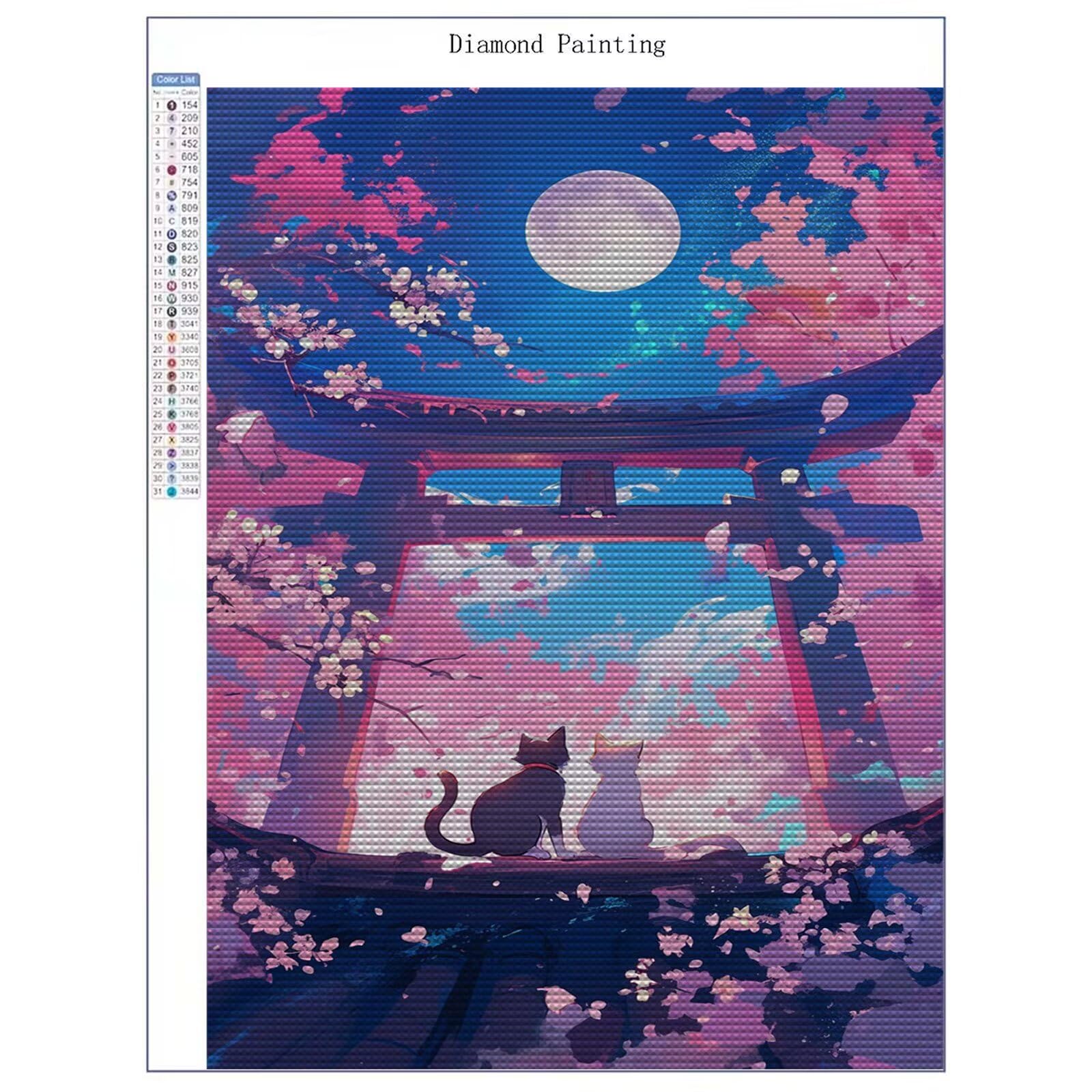 Diamentowe malowanie kot diamentowy obraz dzieci 100x150 cm 2025 diament malarstwo Japonia, DIY diamentowe rysunki ścieg krzyżykowy rzemiosło dla dorosłych, obraz diamentowy dekoracja domu prezenty