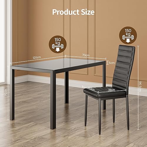 Miniatura 3 de Bealife Juego de mesa de comedor de cocina para 4, juego de mesa y sillas de vidrio templado de 5 piezas moderno para el hogar, cocina, sala de