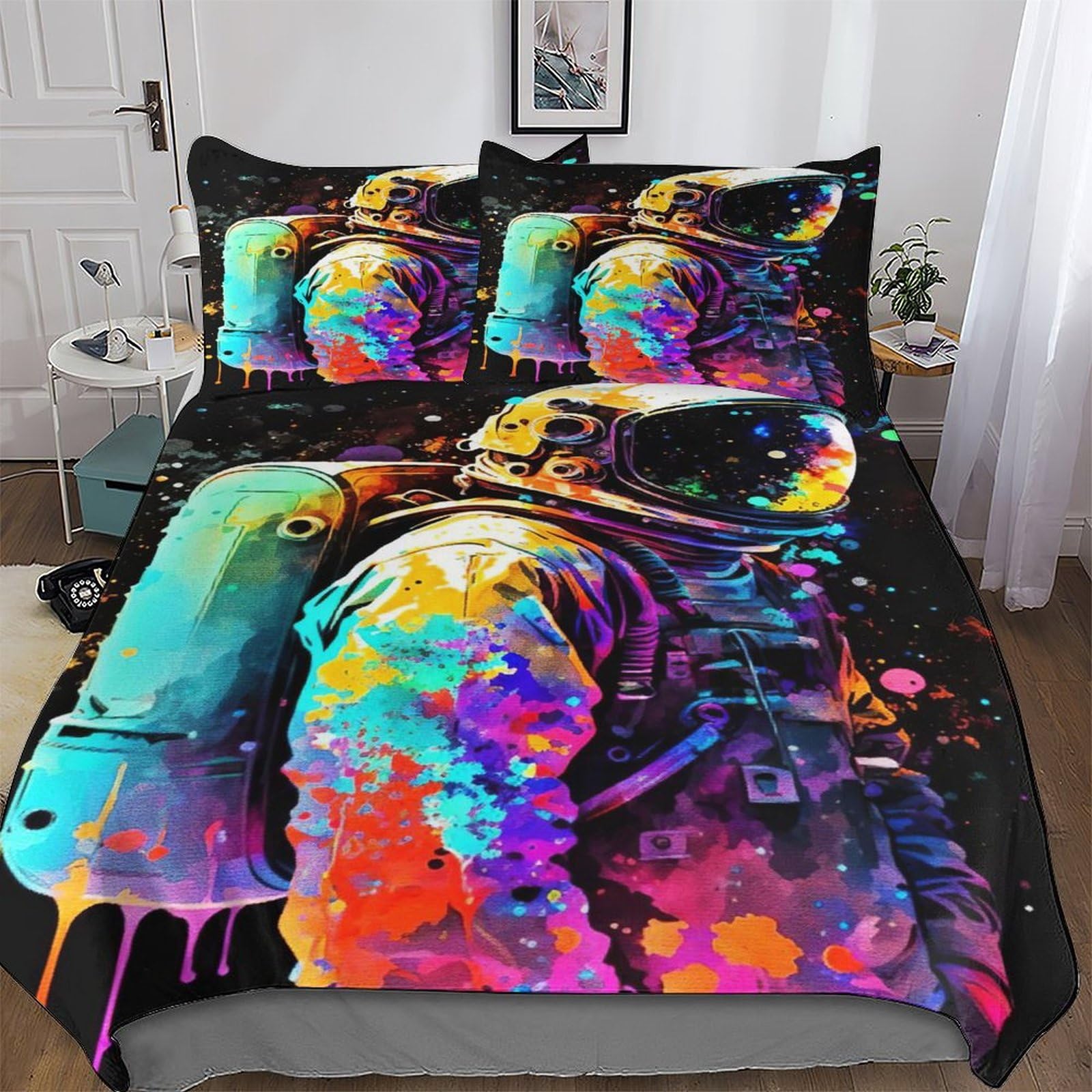 Parure de lit astronaute 220x240cm en microfibre douce et facile à repasser