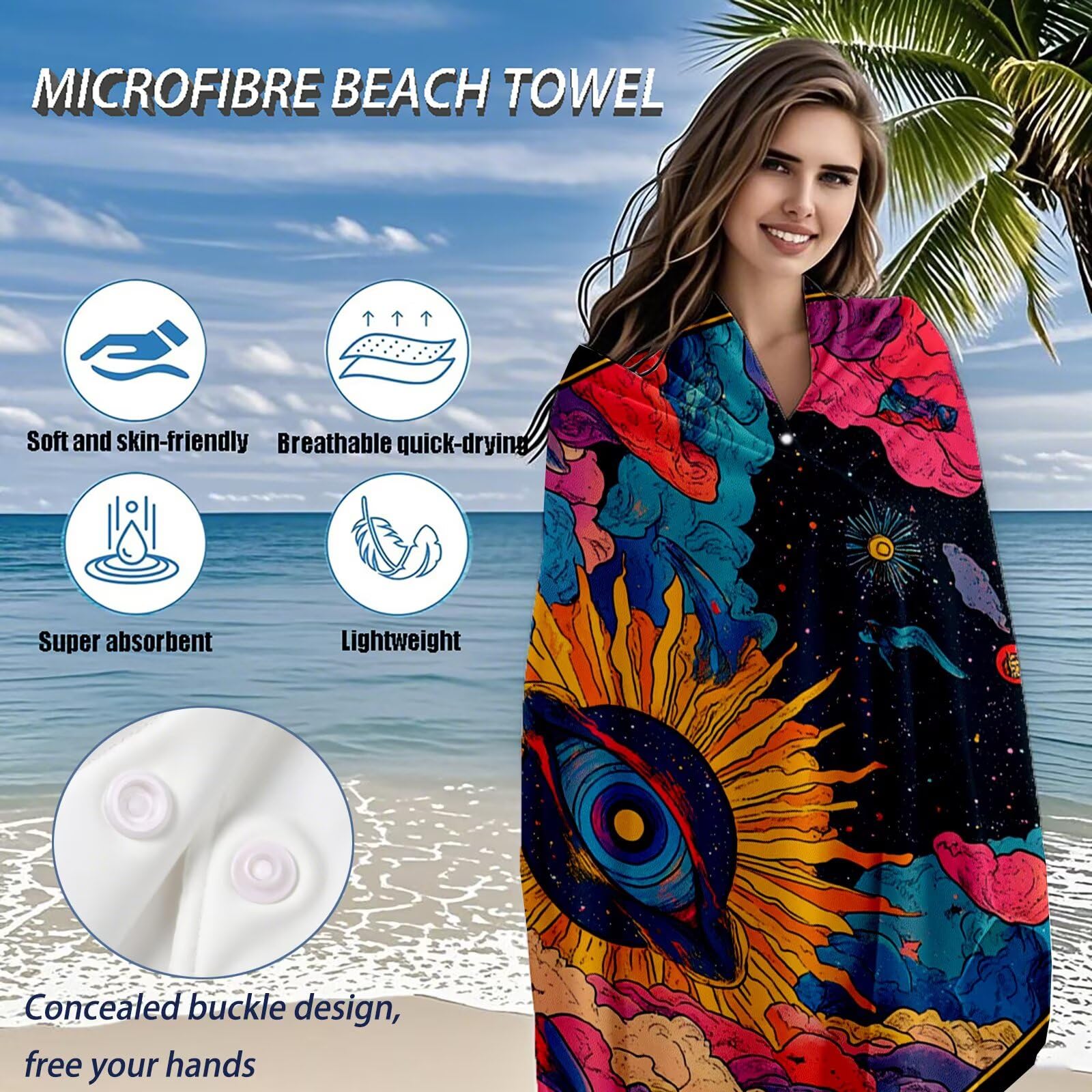 Serviette de Plage XXL 90x200,Abstrait Serviette Plage Microfibre avec Séchage Rapide, Anti-Sable, Absorbante Fonction Design pour Vacances Piscine Pique-Nique Voyages Yoga, Cadeau Femme Q-725