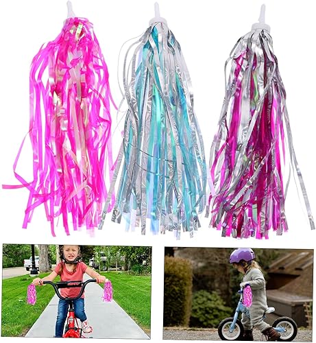 Miniatura 3 de Sosoport 3 pares de borlas decorativas para bicicleta, accesorios de bicicleta para niños, accesorios de bicicleta para niños y niñas, accesorios