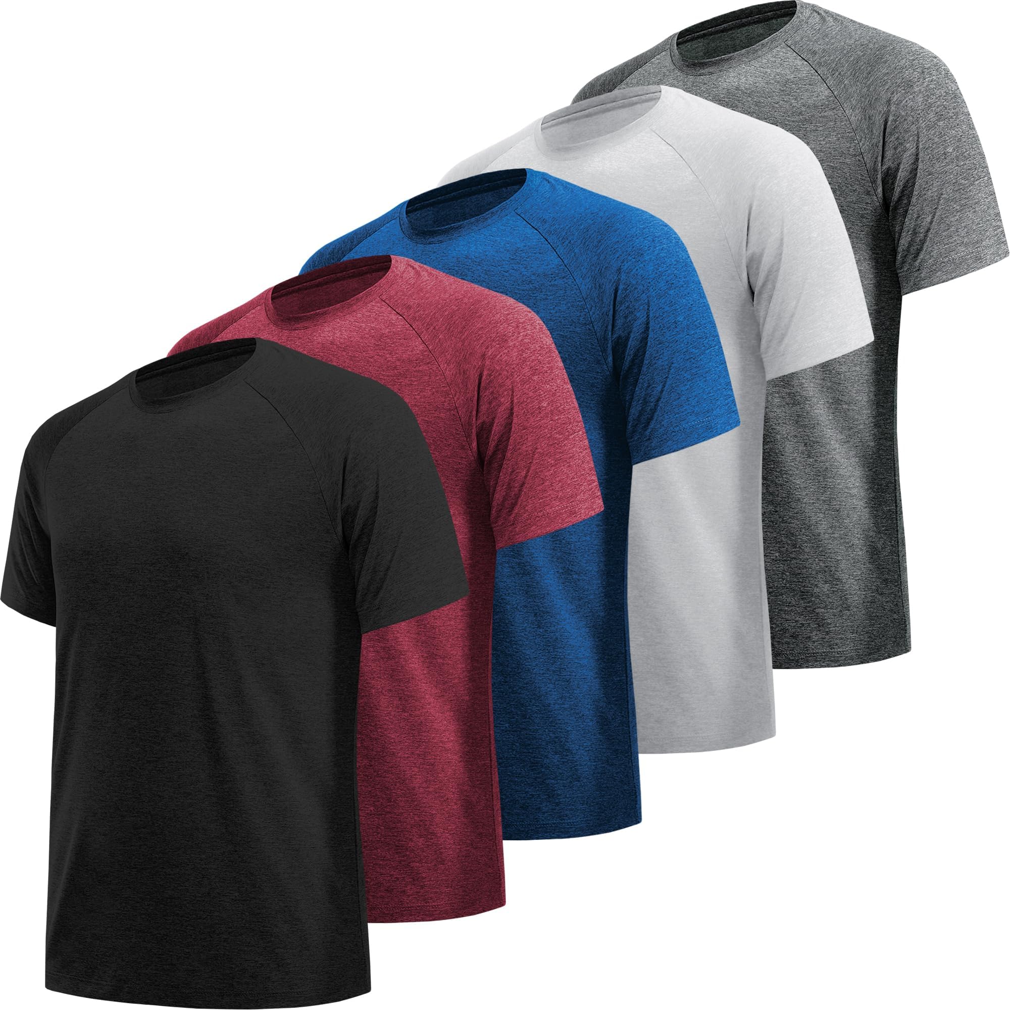 5/7 Pack Workout Shirts for Men Quick Dry Moisture Wicking Mens Gym Shirts Athletic T-Shirts