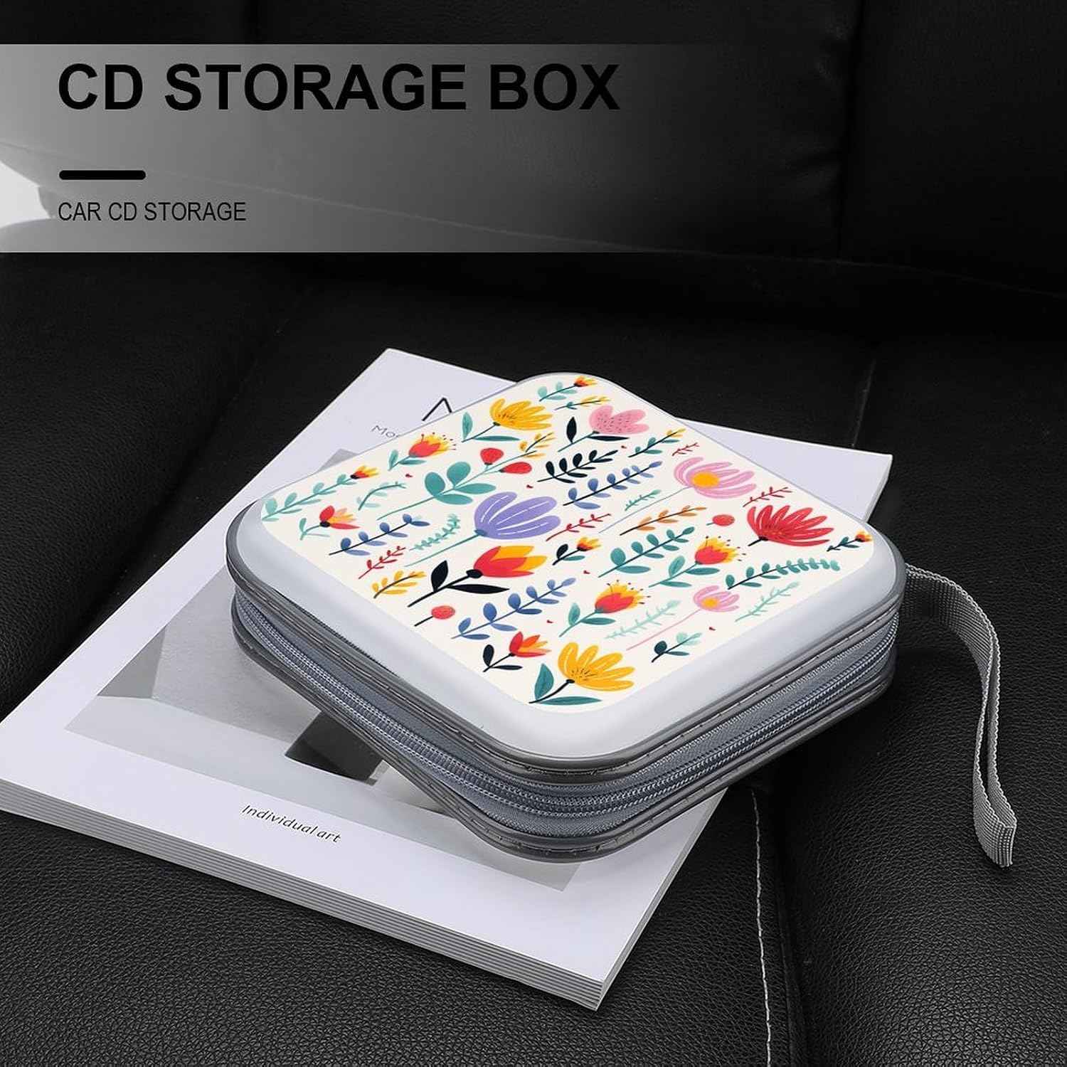 CD Case 40 Capacity CD DVD Case Wallet Holder Whimsical Doodles Portable Storage Binder for Office Home Travel Car image 5
