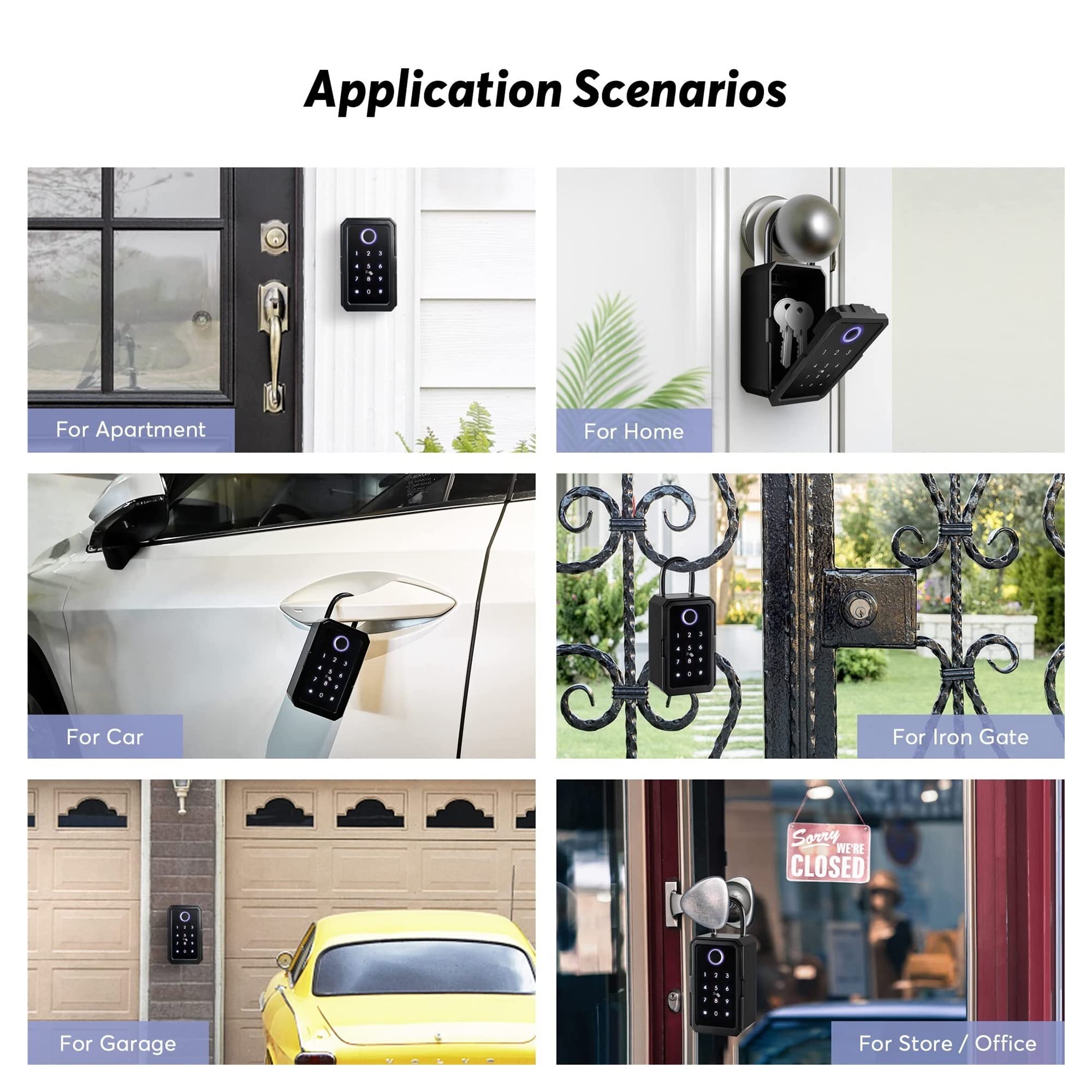 Cassetta di sicurezza, Sicurezza esterna impermeabile Sicurezza sicura Password di archiviazione intelligente Blocco Tuya o TTLock APP Key Box Scatola antifurto Per casa ufficio hotel business(TUYA)
