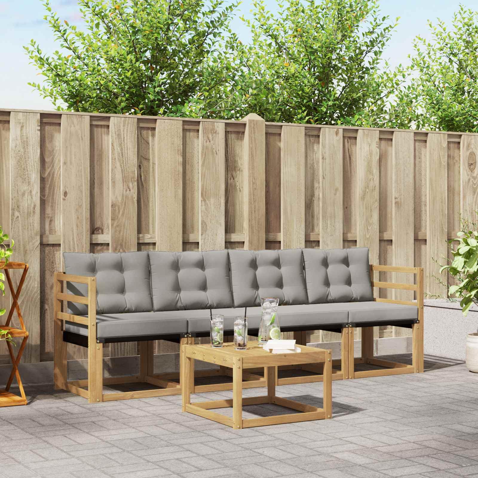 Ensemble de jardin 5 pièces modulable avec coussins et canapé d'extérieur moderne