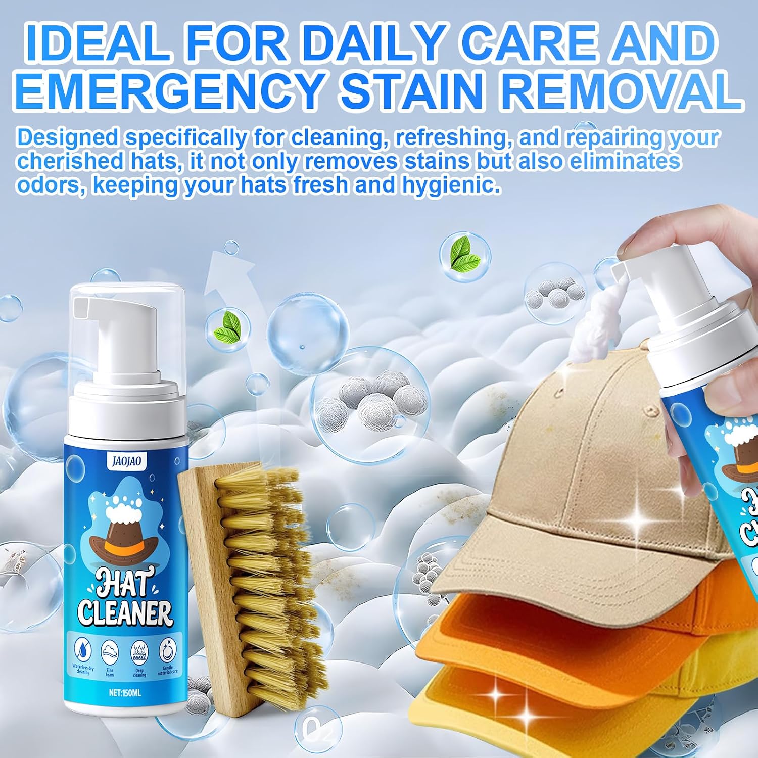 JAOJAO Hat Cleaner Foam Spray, 150ml