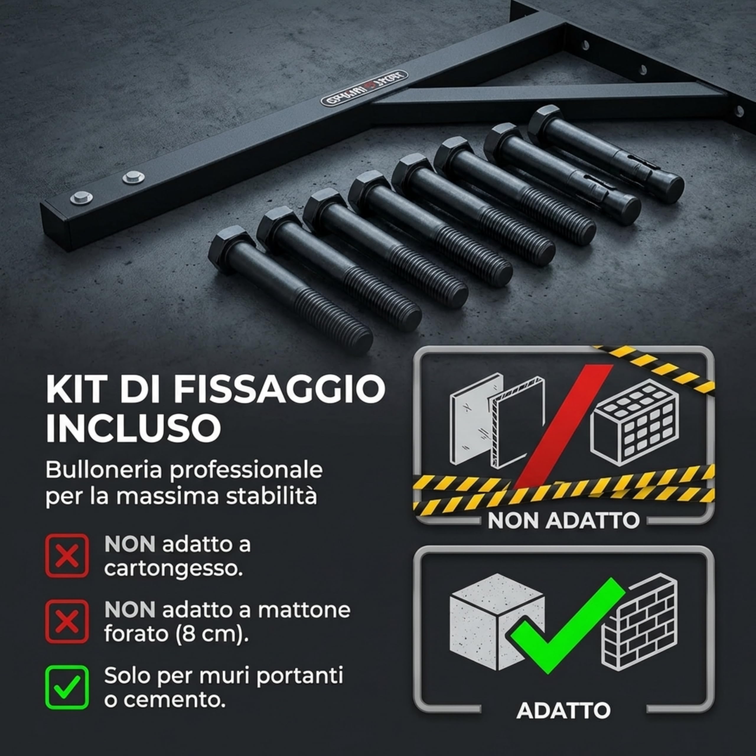 Barra Trazioni a Muro personalizzata per Home Gym - Wall Bar Professionale per Muscle Up & Pull Up - Kit di Fissaggio Incluso - Robusta per Calisthenics fitness, Indoor Palestra