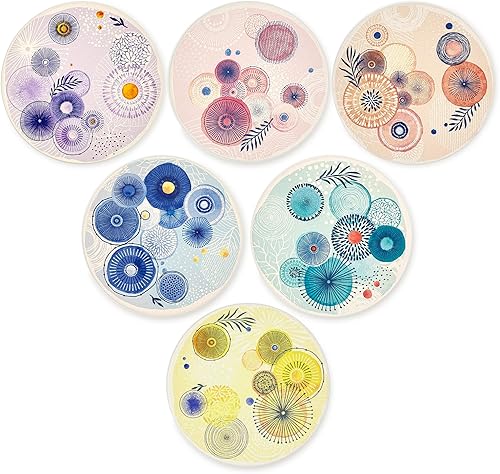 AD Juego de 6 posavasos para absorber bebidas, redondos, de cerámica, con base de corcho, tapete de protección de mesa para tazas y tazas, oficina,