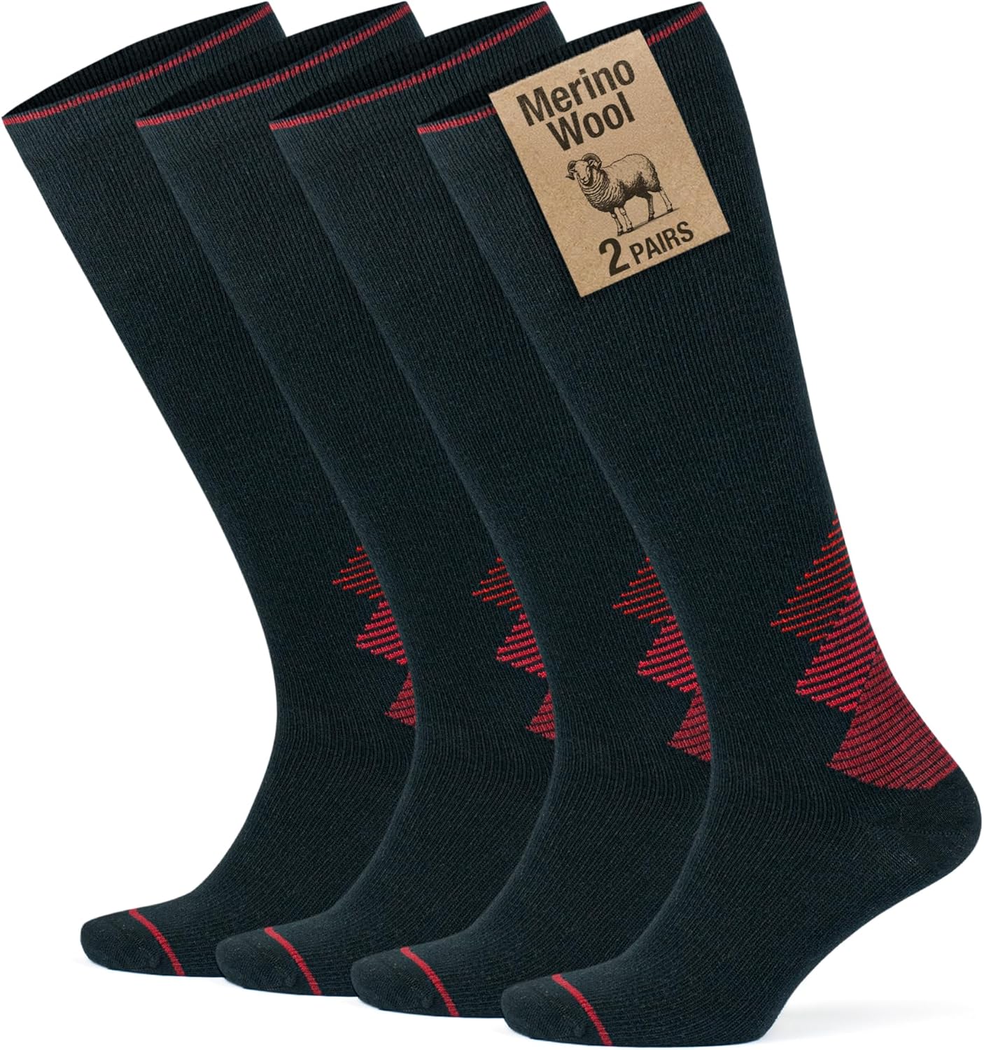 GoWith 15-20 mmHg Merino Wool Compression Socks, Thermal Travel Socks, Cushioned Knee High Hiking Socks for Men/Women