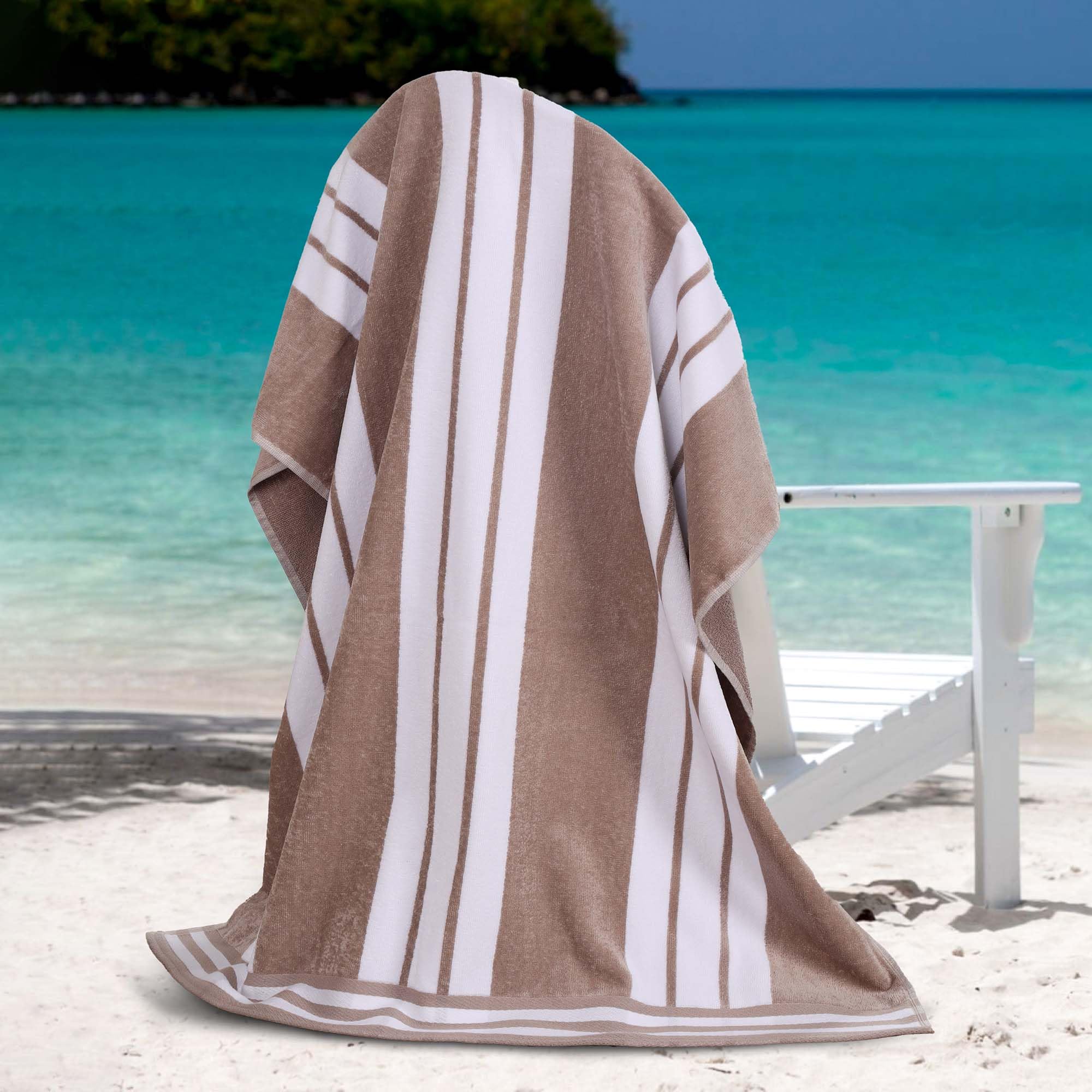 Superior Oversized Cotton Beach Towel Set of 2 Absorbent Towels for Bathroom Beach Pool Swim Adults Kids Vacation