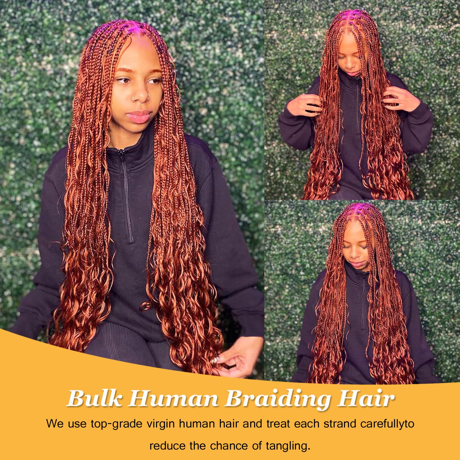 Deep Curly Human Braiding Hair for Boho Braids 2 Bundles 16 Inch 100g Water Wave Bulk Human Hair for Micro Braiding Wet and Wavy Bundles Hair Extensions 350# - Image 3