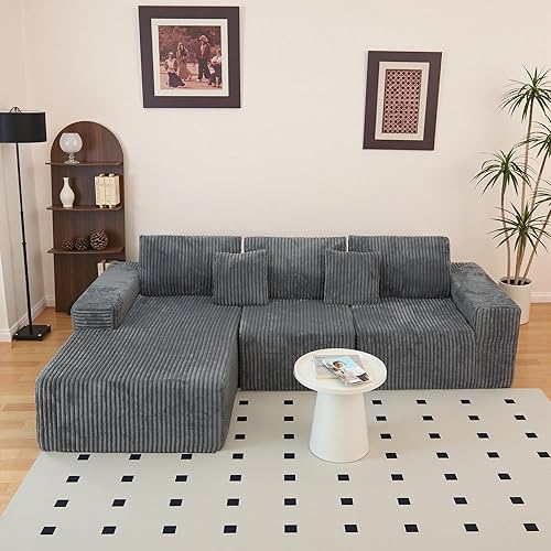 Miniatura 4 de Modular Sectional Couches Sofa with L-Shape Chaise, Modern Cloud Couch Sectional with Deep Seat, Upholstered Convertible Sofa Bed for Living Room