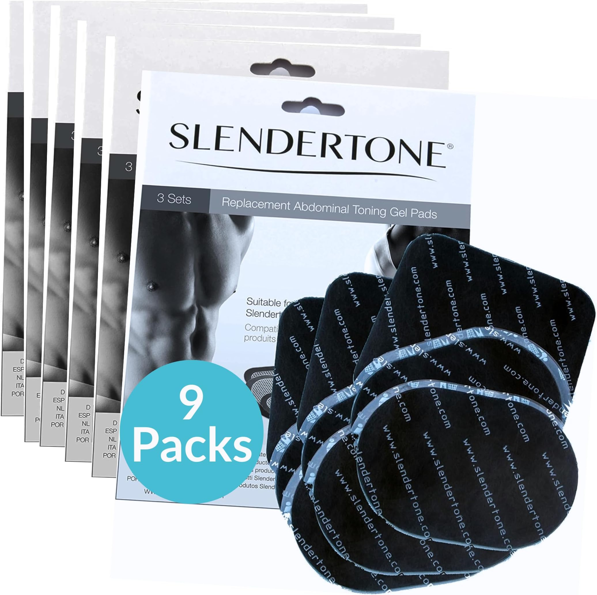 Slendertone Abs Belt Replacement Gel Pads, 9 Pack Value Bundle