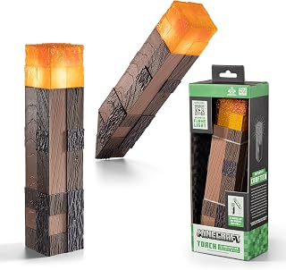 Noble Collection Official Minecraft Torch Light-Up Replica - Touch Flickering LED Flame, Wall-Mountable Collectible for Gamers