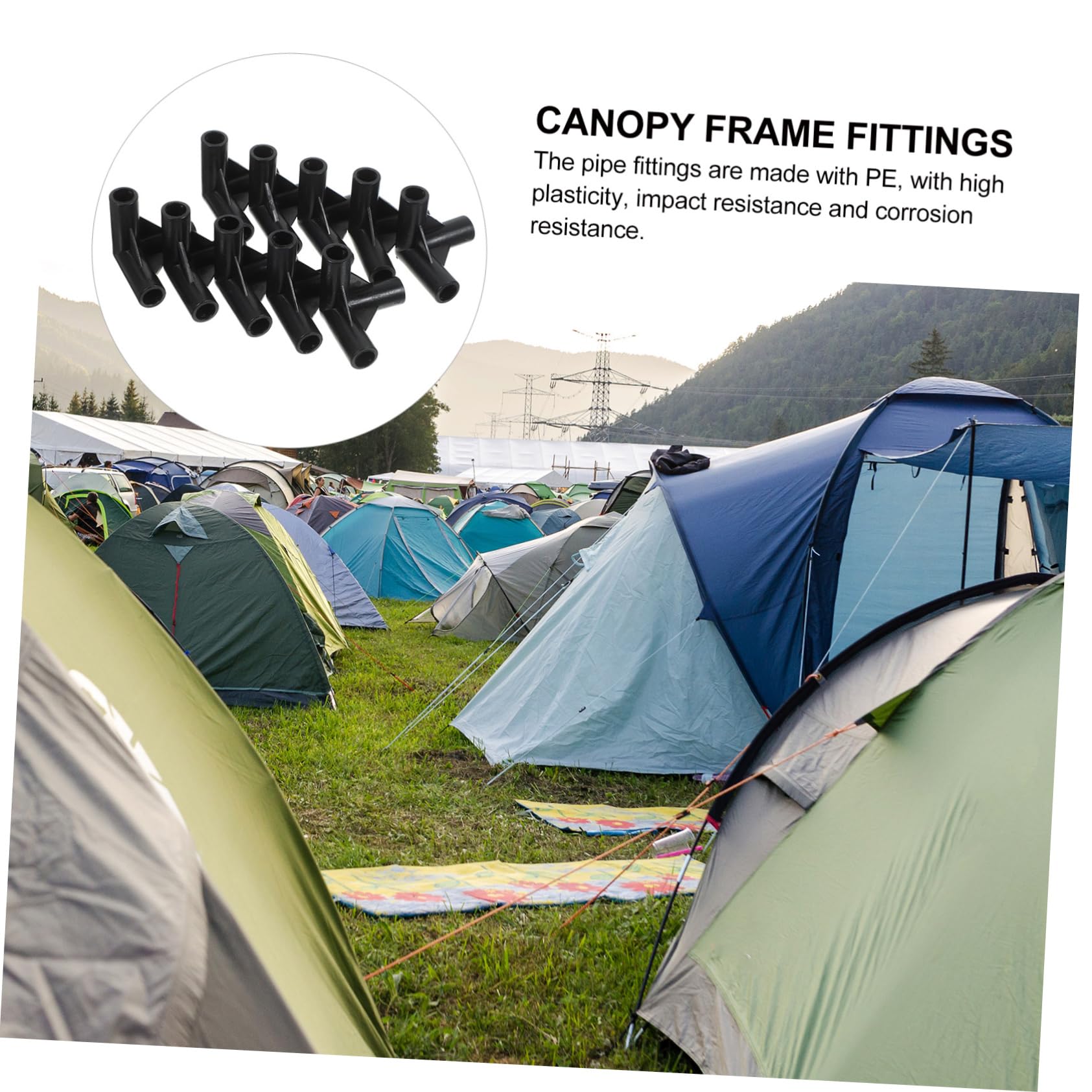 Accessoires pour Tentes Auvent, Connecteurs D’Angle en PE Noir, 24 Pièces