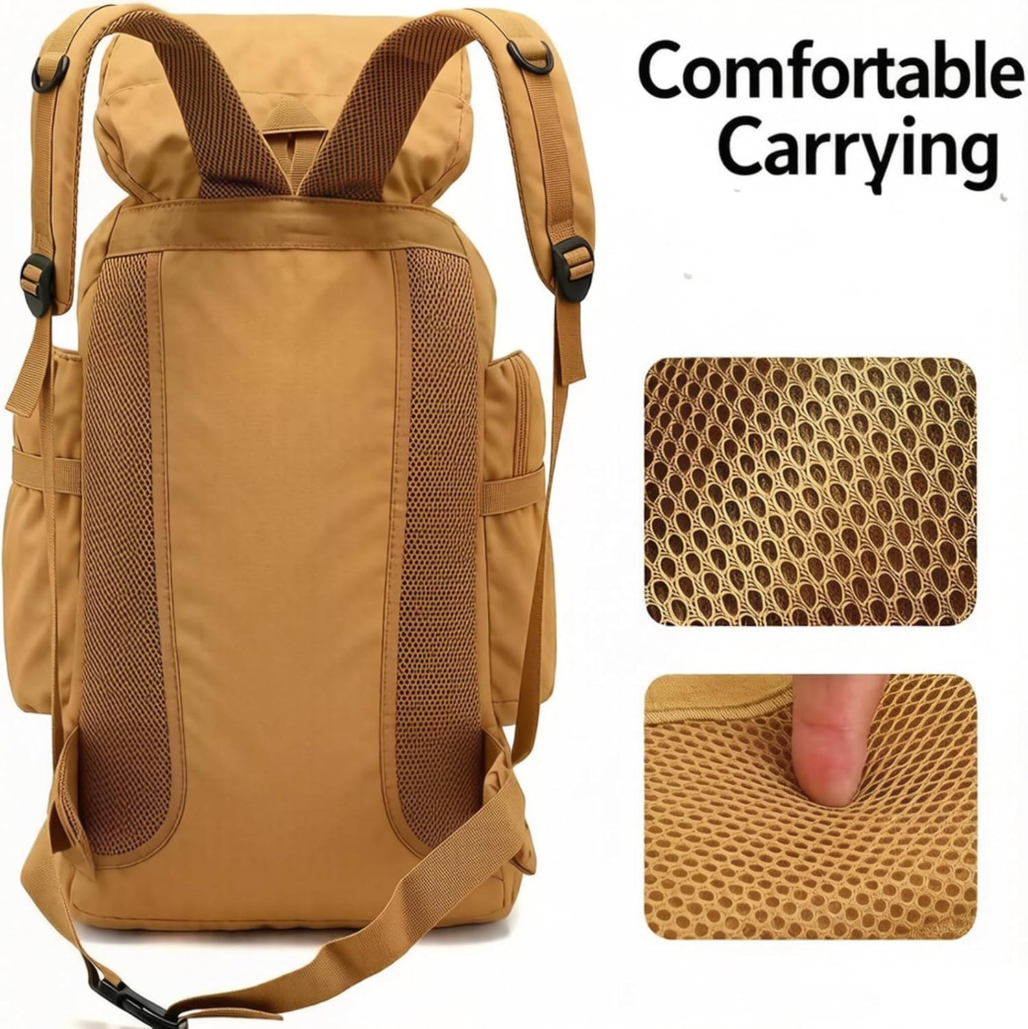 80L Camping Hiking Backpack,Molle Military Tactical Rucksack Backpack,Waterproof Lightweight Hiking Backpack for Outdoor (Khaki, 80L)