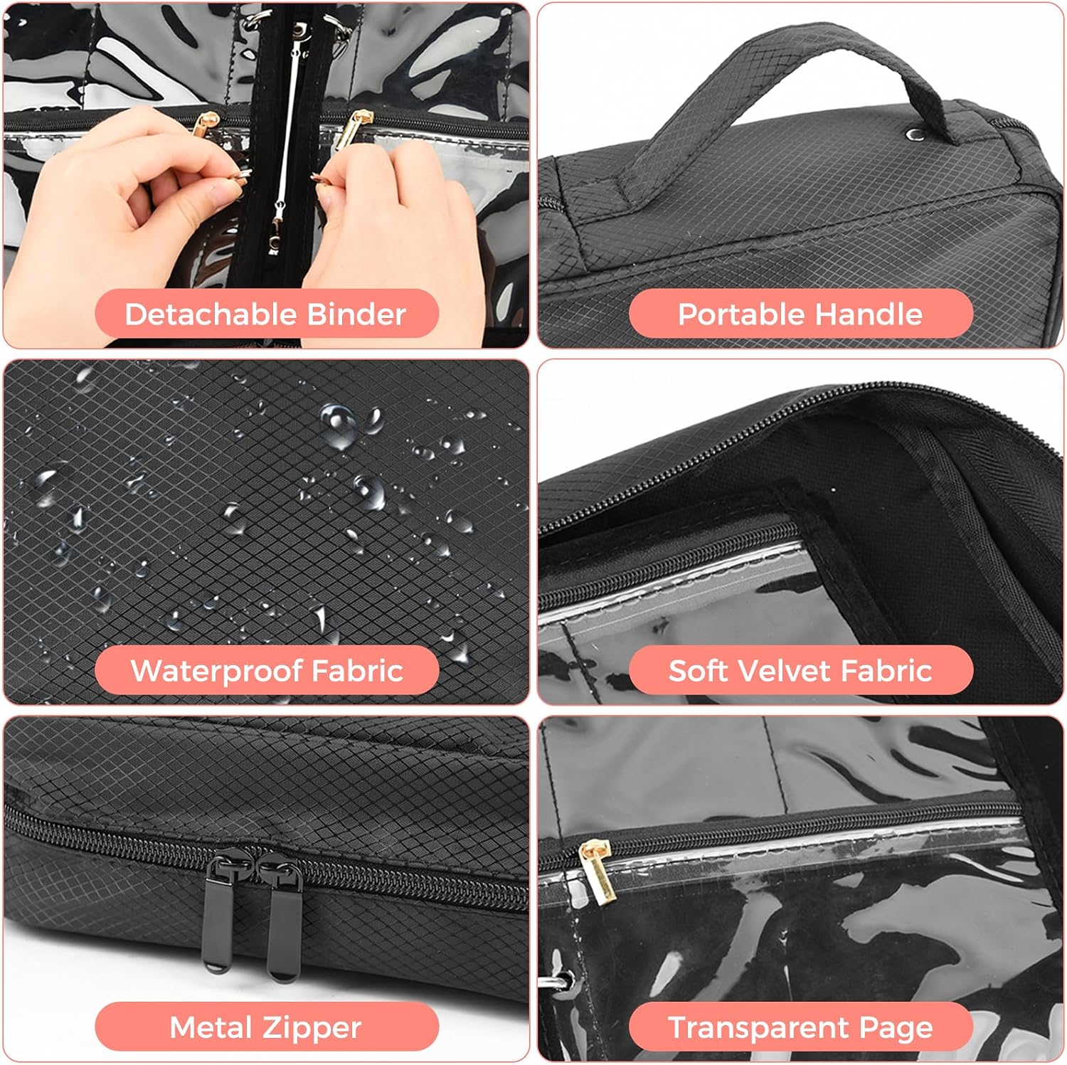 Travel Jewelry Organizer Case, 6 Removable Compartment & 24 Clear Pouches