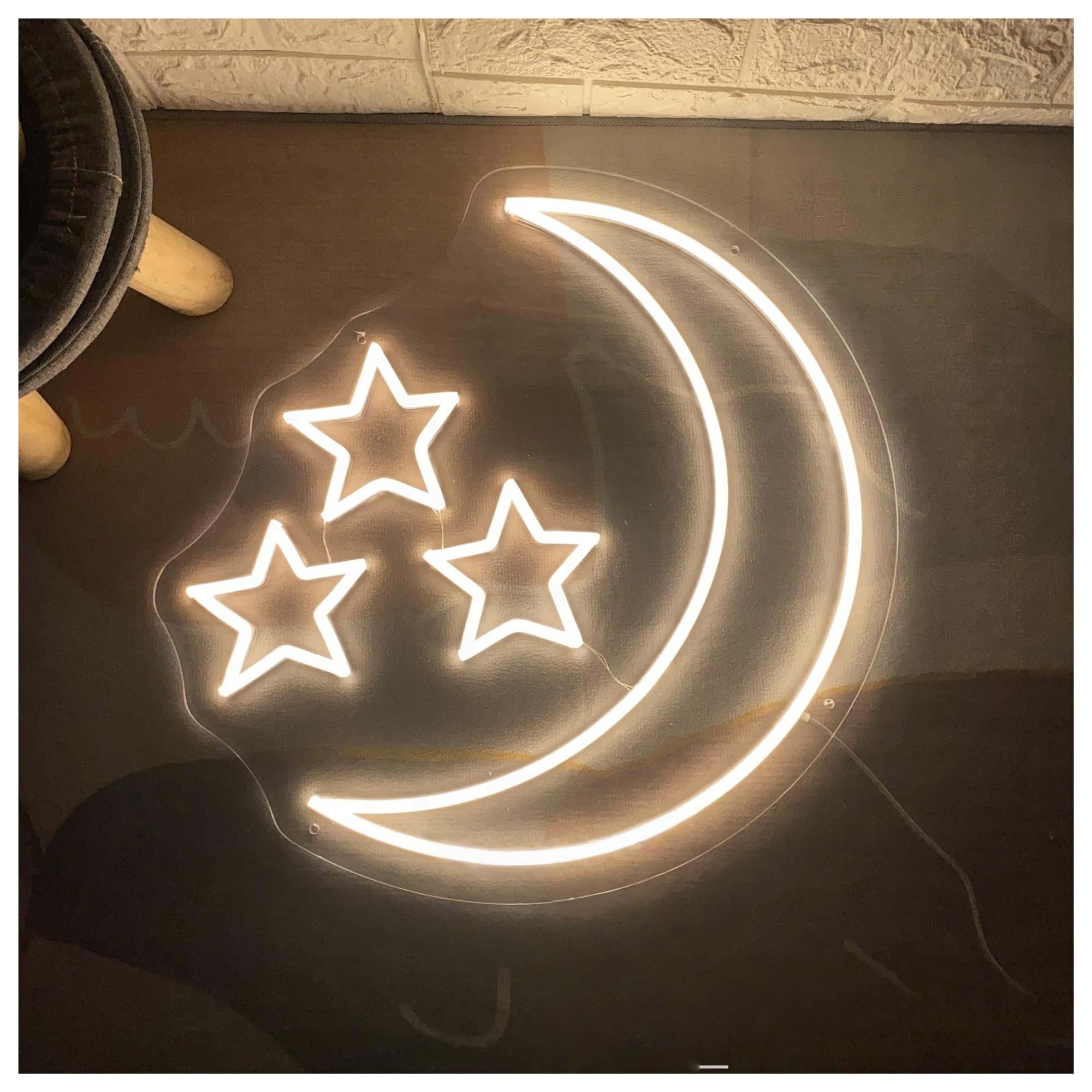 Décor Mural Lumière Décoration Murale Néon Étoiles Et Lune Pour Salle De Jeux, Chambre, Bar, Salon, Fête D'anniversaire 45cm
