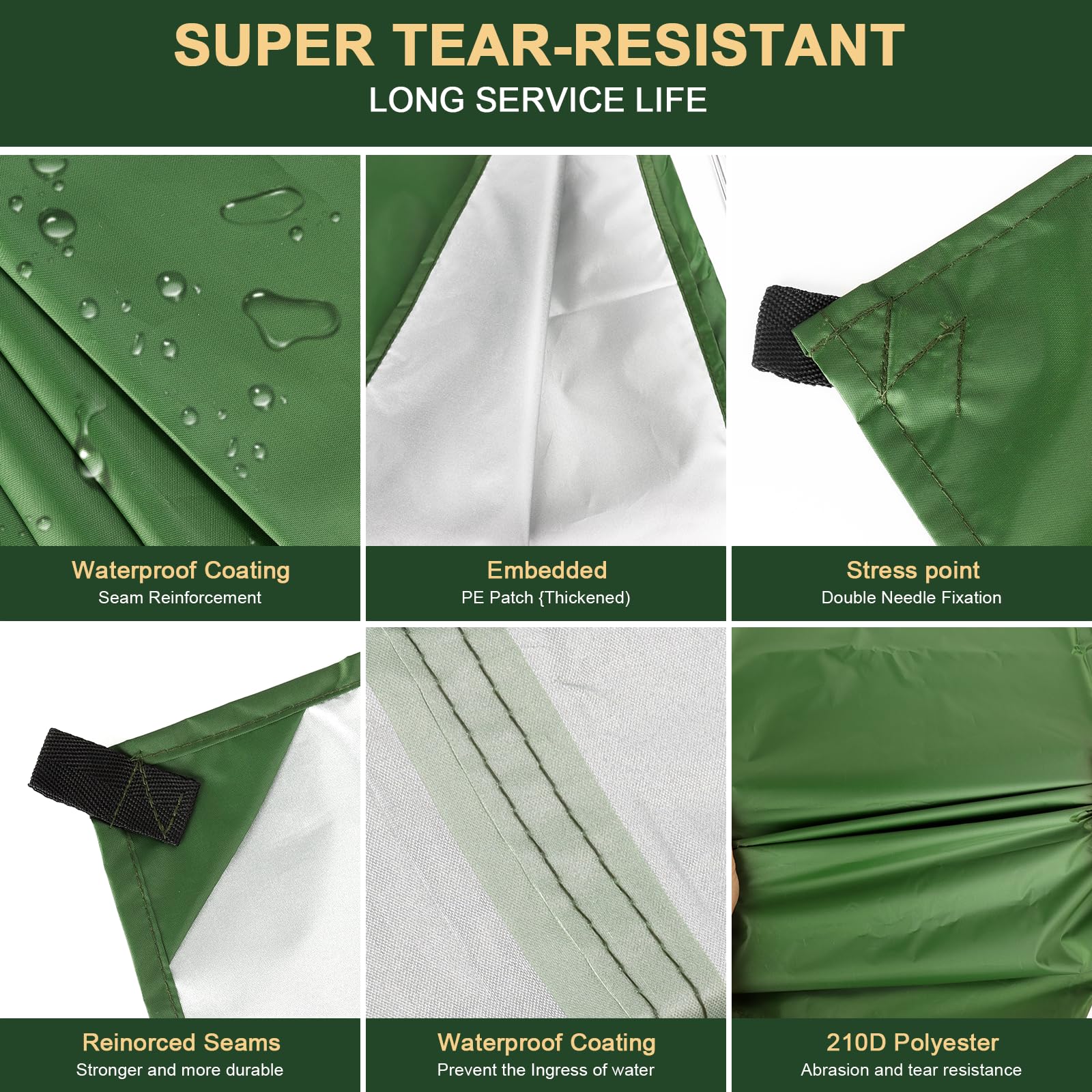 Camping Bâche 3x3M,Toile de Tente Imperméable Anti-UV,Camping Bâche Anti-Pluie,Tente Parasol Abri de Survie Tous Temps pour Extérieur, Bivouac, Randonnée, Trekking, Hamac, Auvent Van Fourgon