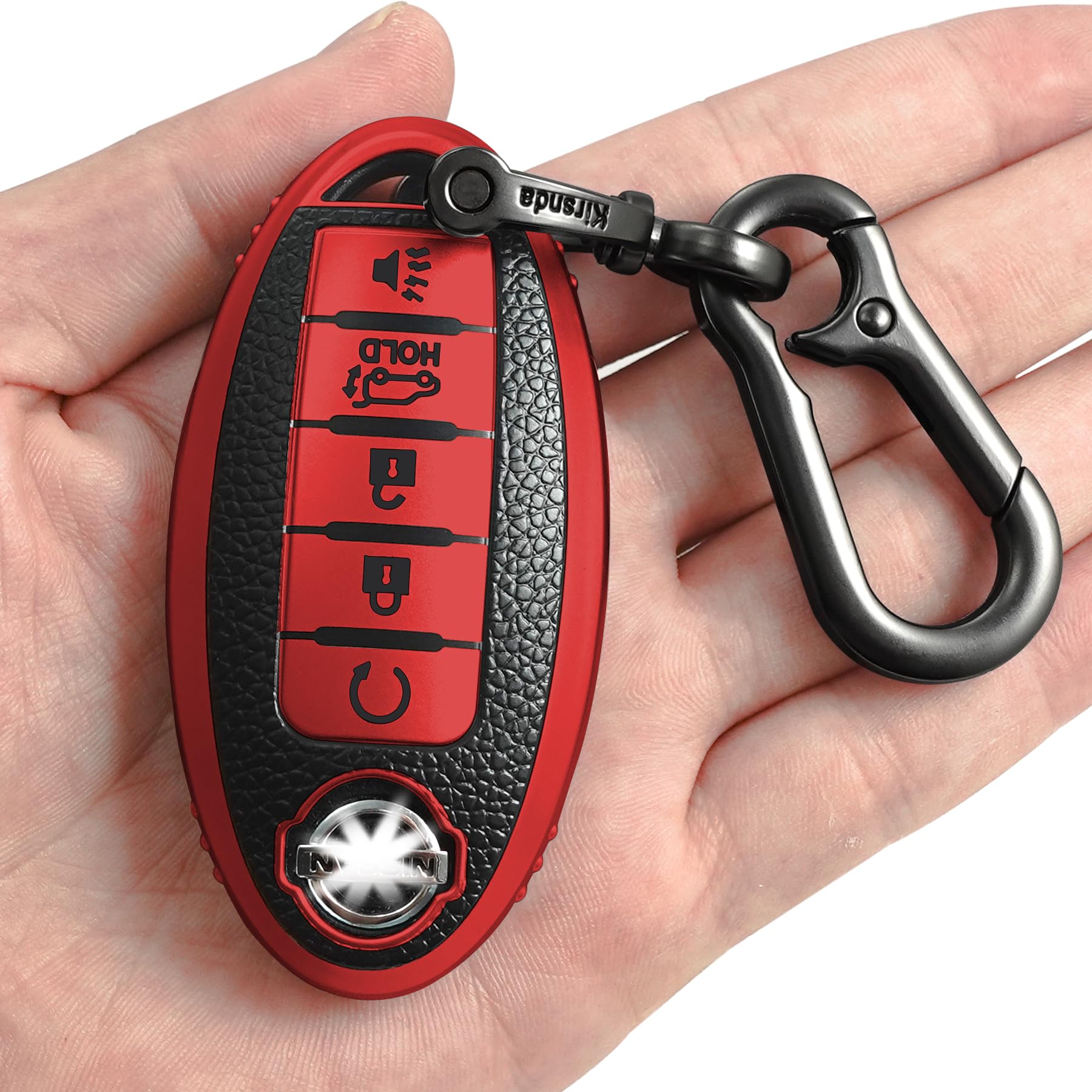 Texture Key fob Cover case Keychain,Soft TPU Key case/Skin,5-Buttons Compatible with Rogue Murano Armada Maxima Altima Sedan Pathfinder Remote Key Vehicle Accessories,red