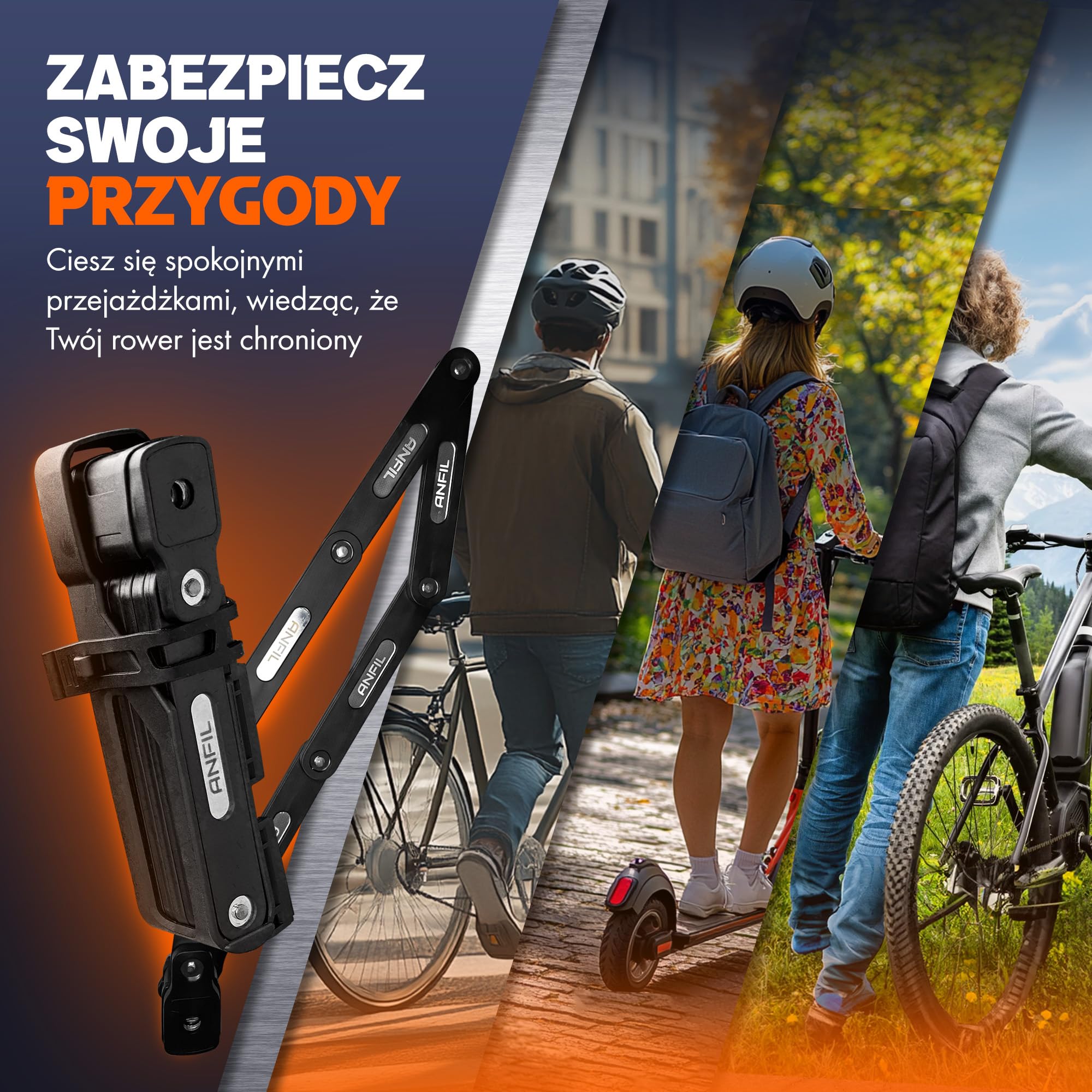 Składany Zamek Rowerowy – Oryginalny – z 3 Kluczami, Wysokiej Jakości Zamek Rowerowy, w Zestawie Uchwyt – Solidny Składany Zamek z Hartowanej Stali