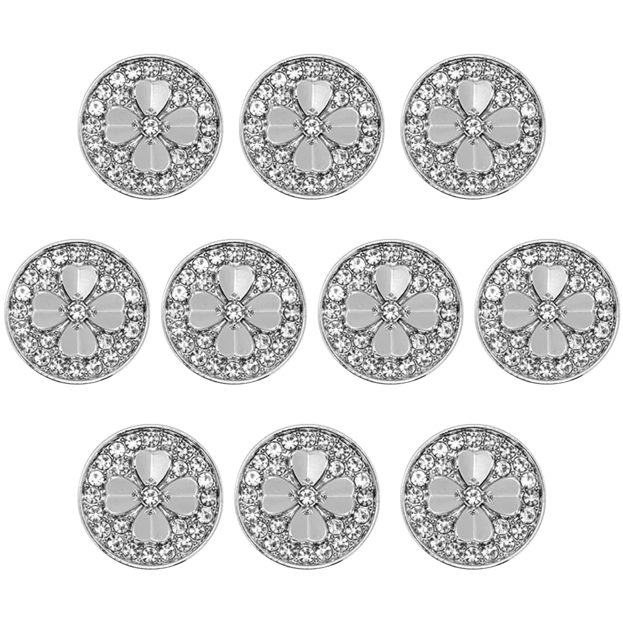 ftiemlovde 10 Silver Coat Diamante Buttons for Blazer(L10S 18mm)