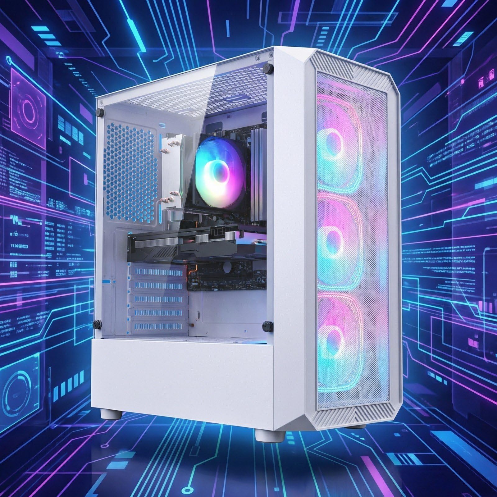 STGsivir Gaming PC, Ryzen 7 5700X, RTX 2060S 8G, 16G DDR4, 1T SSD | Gaming Computer für Streaming,Videobearbeitung,Hausaufgaben, bis zu 4.6 GHz, WLAN 6, BT 5.0, 4K,HDMI,DP, Win11 Pro, ARGB