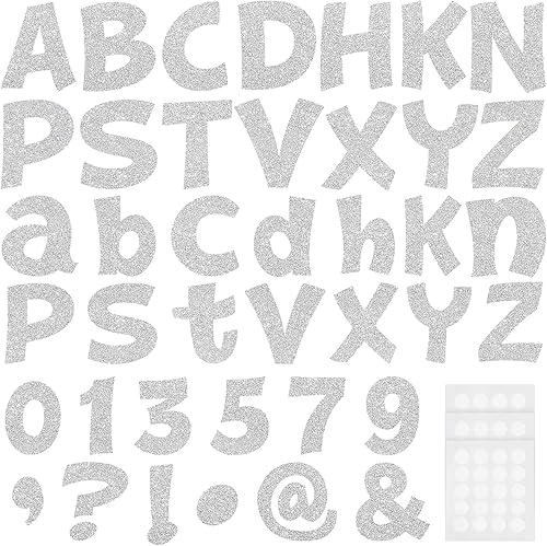 Colarr 216 letras con purpurina para tableros de anuncios para números de aula, letras del alfabeto, tablero de pósteres, letras con puntos