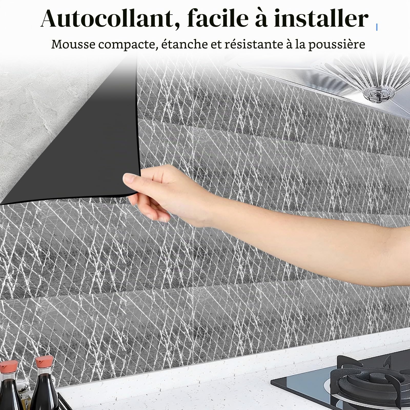 Plaque Isolante Thermique Autocollante 5mm, Isolant Thermique Réfléchissant en Aluminium, Isolant Caoutchouc pour Sol, Mur, Combles, 32 cm x 10 m