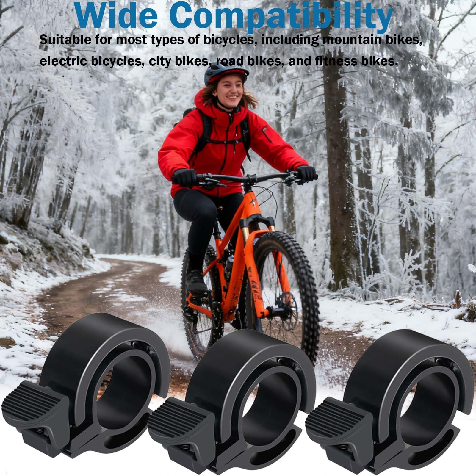 Set di 3 Campanelli per Bicicletta da Mountain Bike, Campanello Universale O Invisibile, Suono Forte da 100 Db, Facile da Installare, Alluminio di Alta qualità, Ideale per Strade e Percors