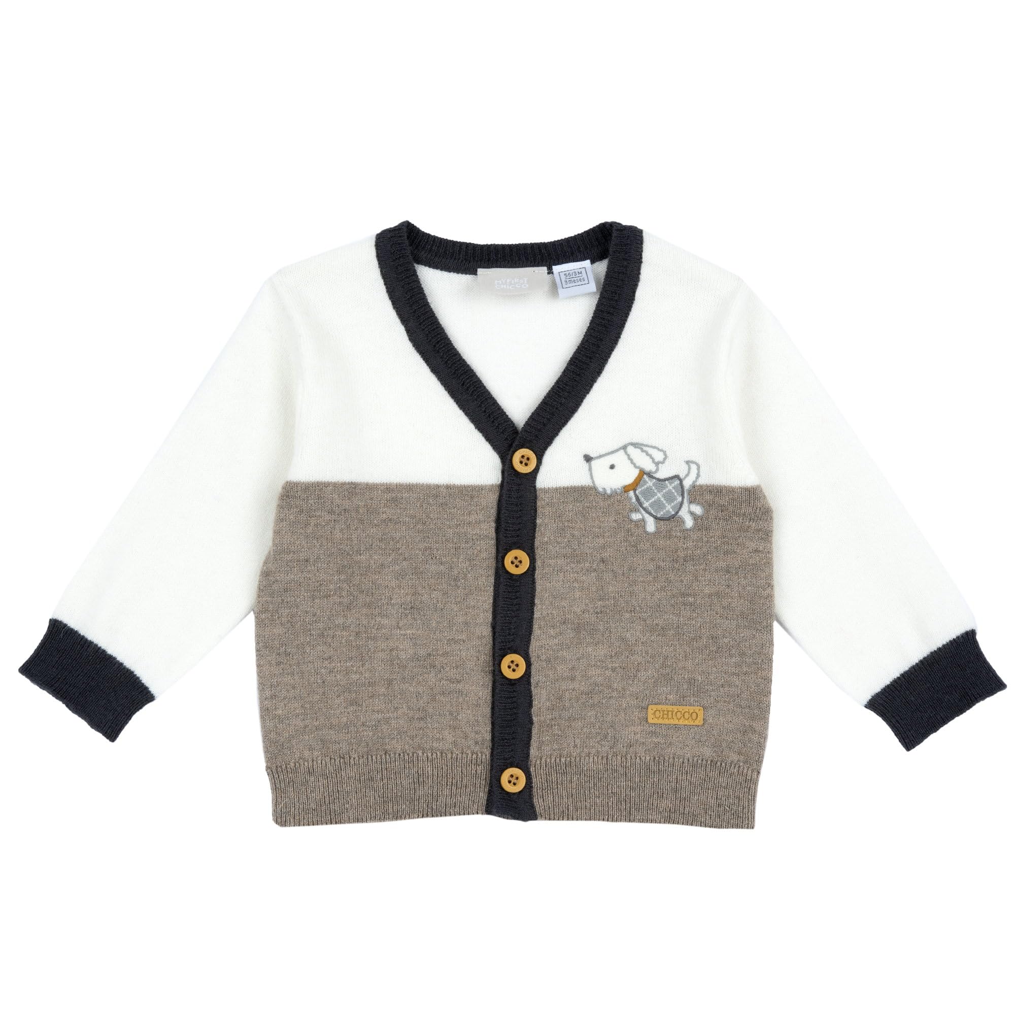 Chicco, Cardigan in maglia misto lana per neonato, Scollo a V, Multicolore, 12 mesi