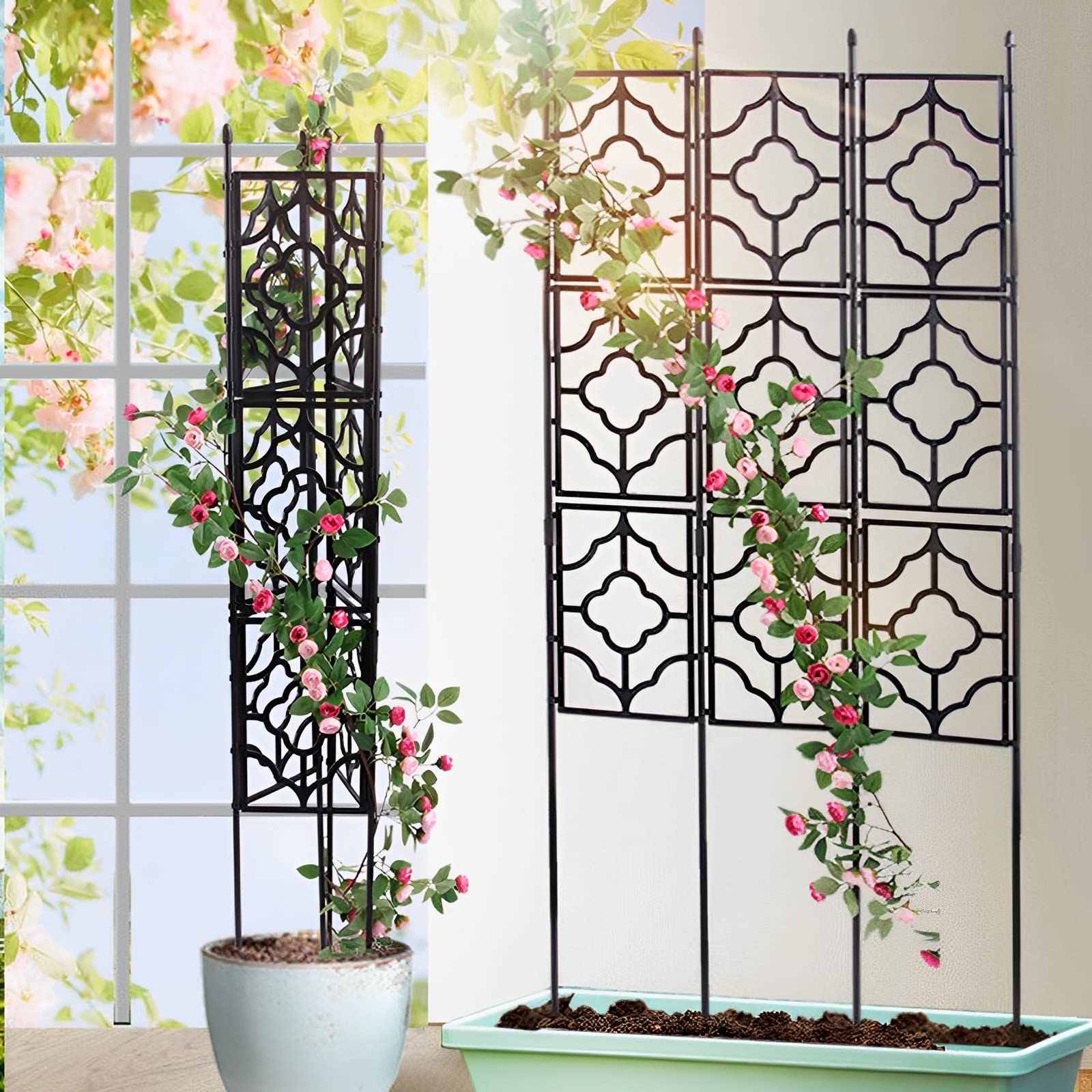 Amazon.com: PE Plastic Coated Garden Trellis, Climbing Plant Fence, Plant  Support Frame, Vertical Decorative Privacy Screen, Rose Decorative Trellis,  Screen Plant Trellis (Color : Black, Size : 150x64cm) : Patio, Lawn & Garden