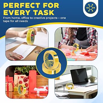 𝟮 𝗣𝗔𝗖𝗞 Original Golden Cellotape | Multi-Purpose Clear Tape for Household Objects - Extra Sticky Clear Packing Tape for Sticking Envelopes, Cards & Gifts | Easy to Use - Sellotape 24mm x 50m