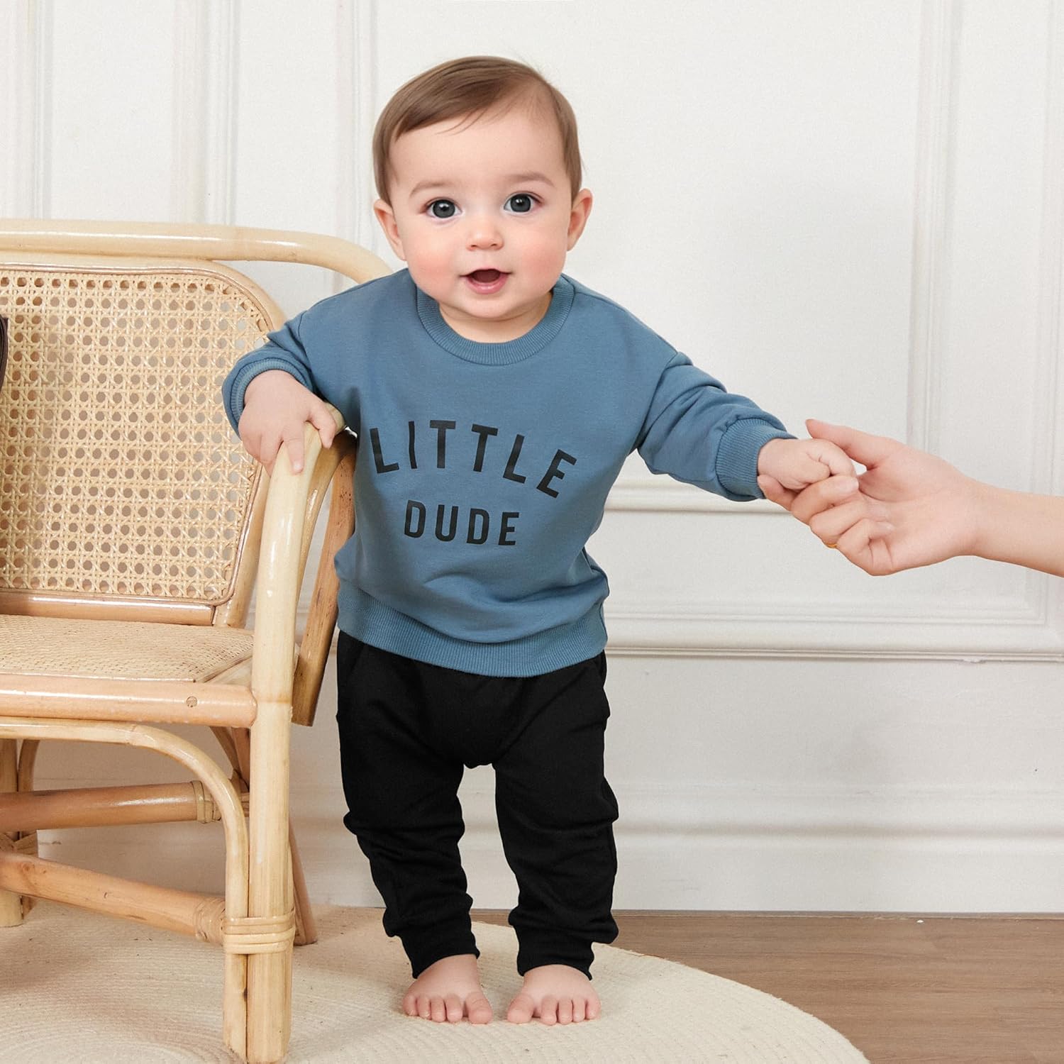 Murnouche Toddler Baby Boy Fall Winter Outfits Letter Crewneck Sweatshirt Casual Pants 2Pcs Clothes Set - Image 3