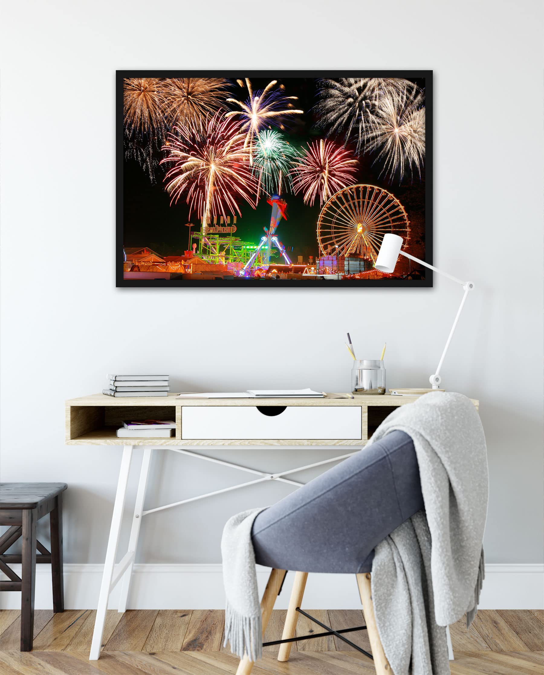 Poster con cornice portafoto a forma di ruota panoramica di Capodanno, 100 x 70 cm