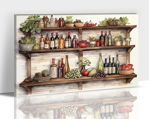 Miniatura 23 de Hzddty Lienzo decorativo para pared, diseño rústico de cocina, vino tinto y pan, cuadros de comida para decoración de pared, impresiones de pintura