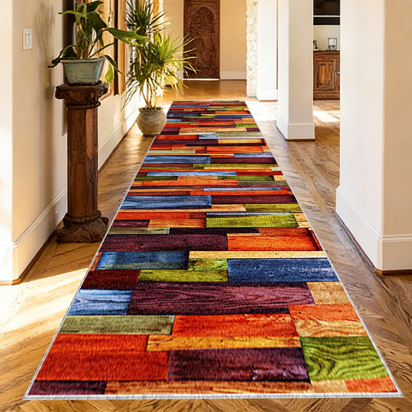 Washable Runner Rugs for Hallway Kitchen Carpet Runners Non Slip Hall Runner Rugs Long Hallway Rug Carpet Floor Mat for Hallway Entryway Laundry Room Living Room Area Rug Narrow Rugs 100 x 450 cm
