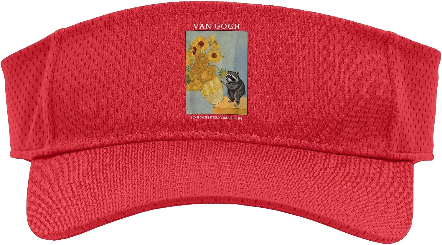Funny Viral Racoon & Sunflowers Van Gogh Art Parody Vintage Sport Sun Visor