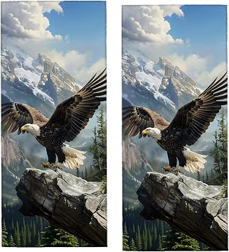Bald Eagle Hand Towel for Bathroom 2 Pack,Soft Microfiber Face Towels for Bath,Kitchen,Spa,and Gym,Decorative Absorbent Polyester Towels,Perfect for Home or Hotel Decor 14.5x28in