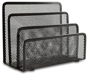 Urdhvamurti Metal 3 Tier Mesh Metal Desk Rack Organizer File Rack Letter A4 Papers Documents Holder Desk Organizer for Office, Home (Black, Medium) - image, photos
