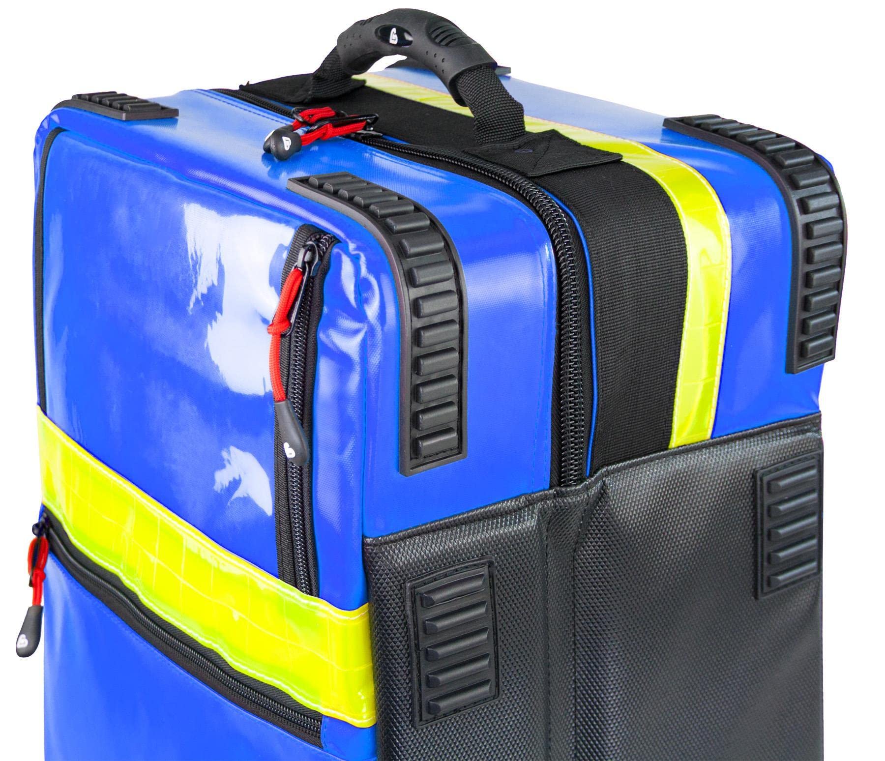 Team Impuls - Notfallrucksack - Premium X1 - blau - LEER - aus Plane - mit 7 Modulcontainern