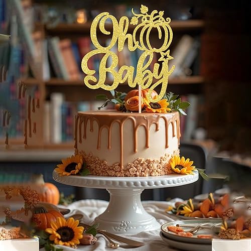 Miniatura 123 de Paquete de 24 adornos para cupcakes de calabaza con purpurina para cupcakes de calabaza para Acción de Gracias, baby shower, decoración de cupcakes