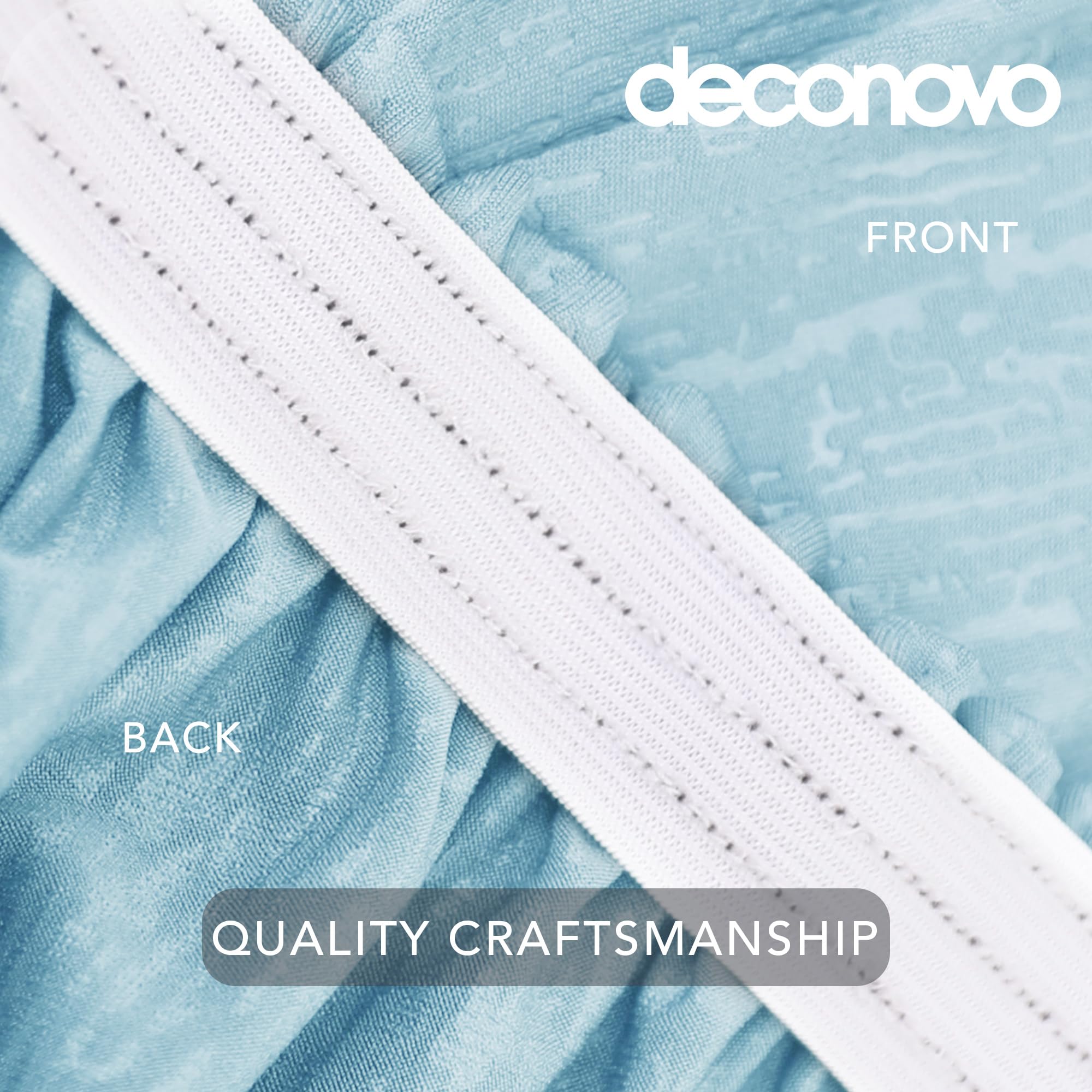 Deconovo Copridivano 3 Posti Elasticizzato con Braccioli, Antigraffio per Gatto, Universale Antiscivolo, Protezione Divano Lavabile Facile da Pulire, Azzurro