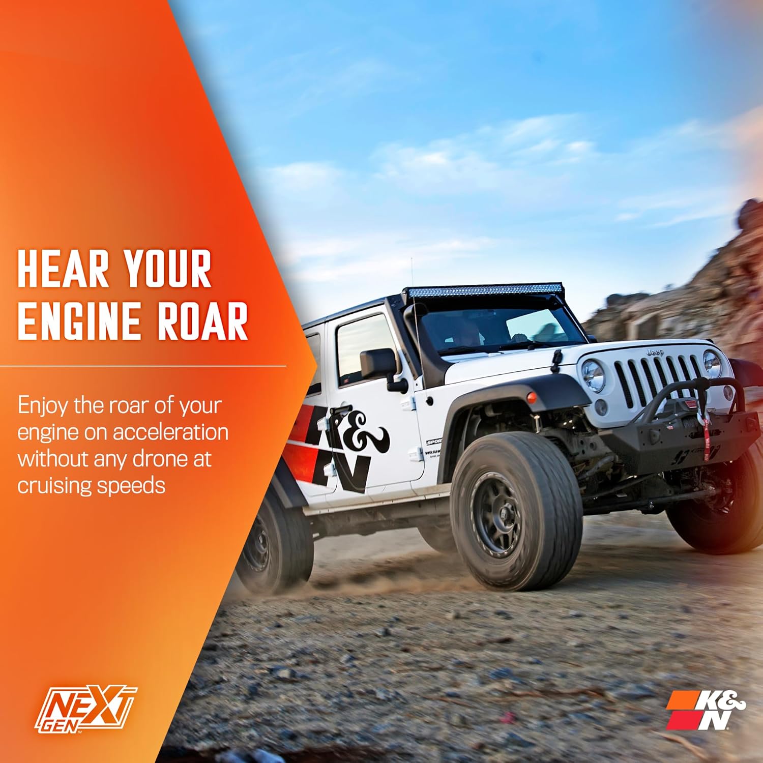 K&N NextGen Cold Air Intake System: High-Flow Cotton Filter: Compatible with 2012-2018 JEEP: Wrangler, Wrangler JK, 50-1566