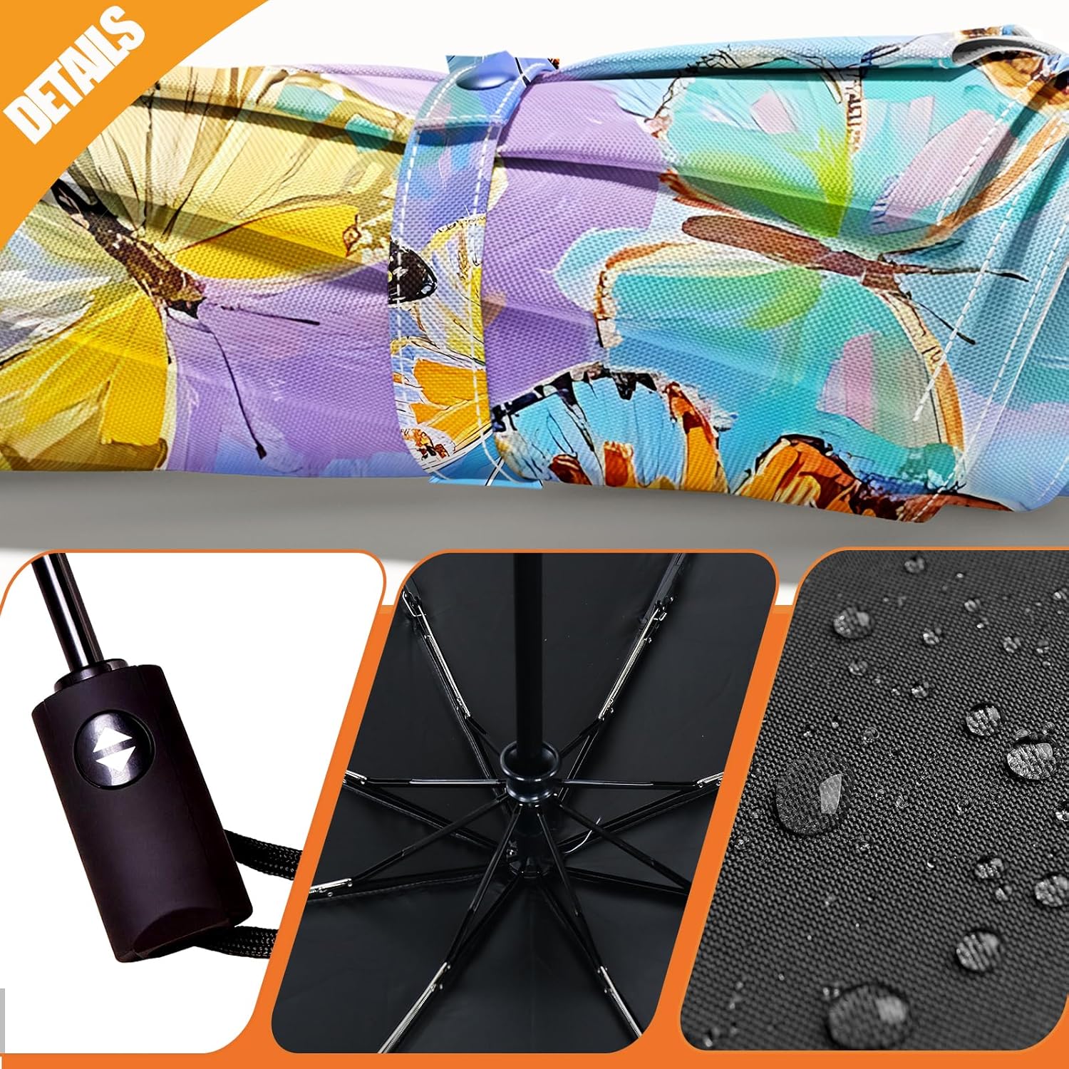 Small Compact Travel Automatic Folding Umbrella for Women, Portable Lightweight, Rain, Wind, UV Sun Shade